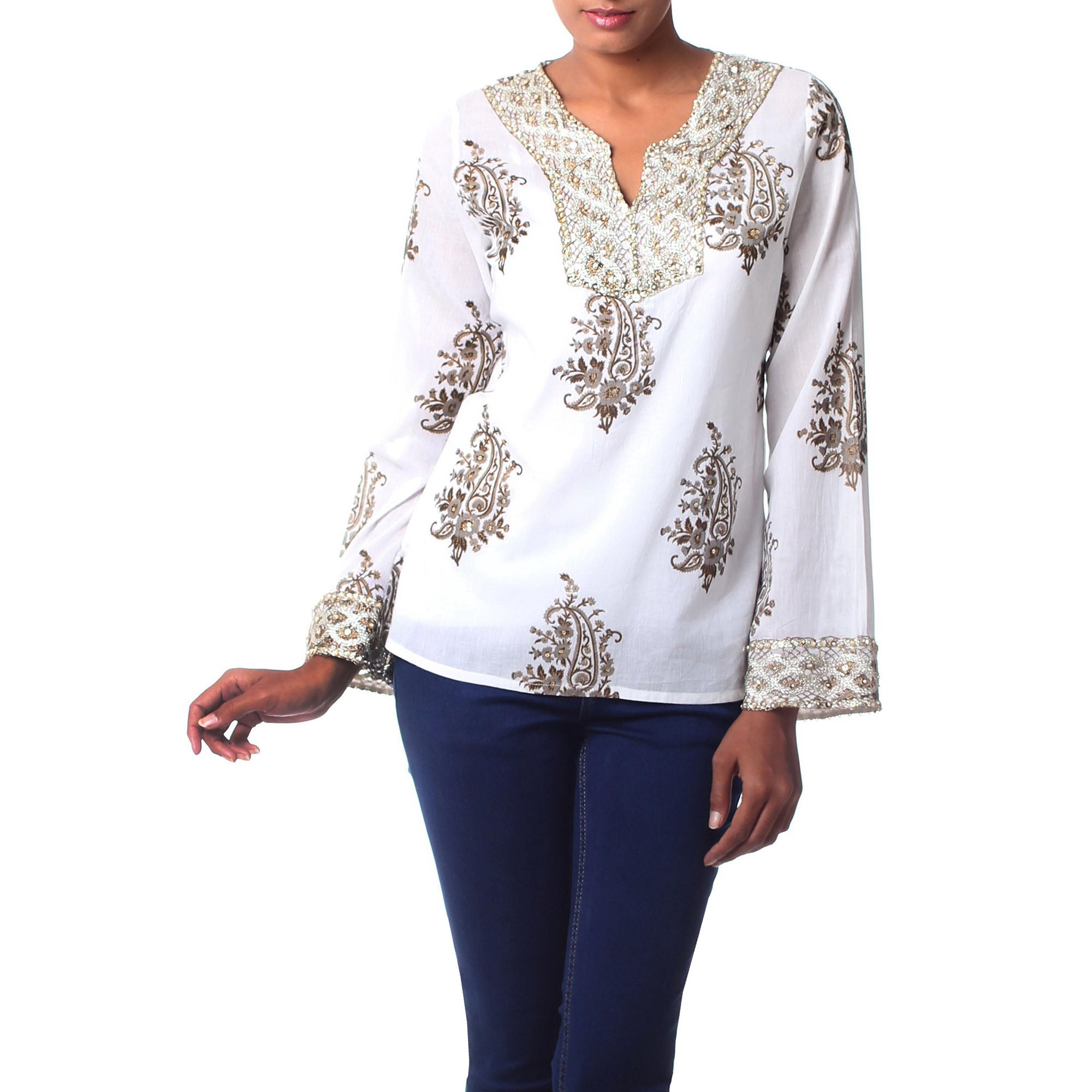 Premium Festive Floral Paisley Zari Blouse - Handcrafted Elegance