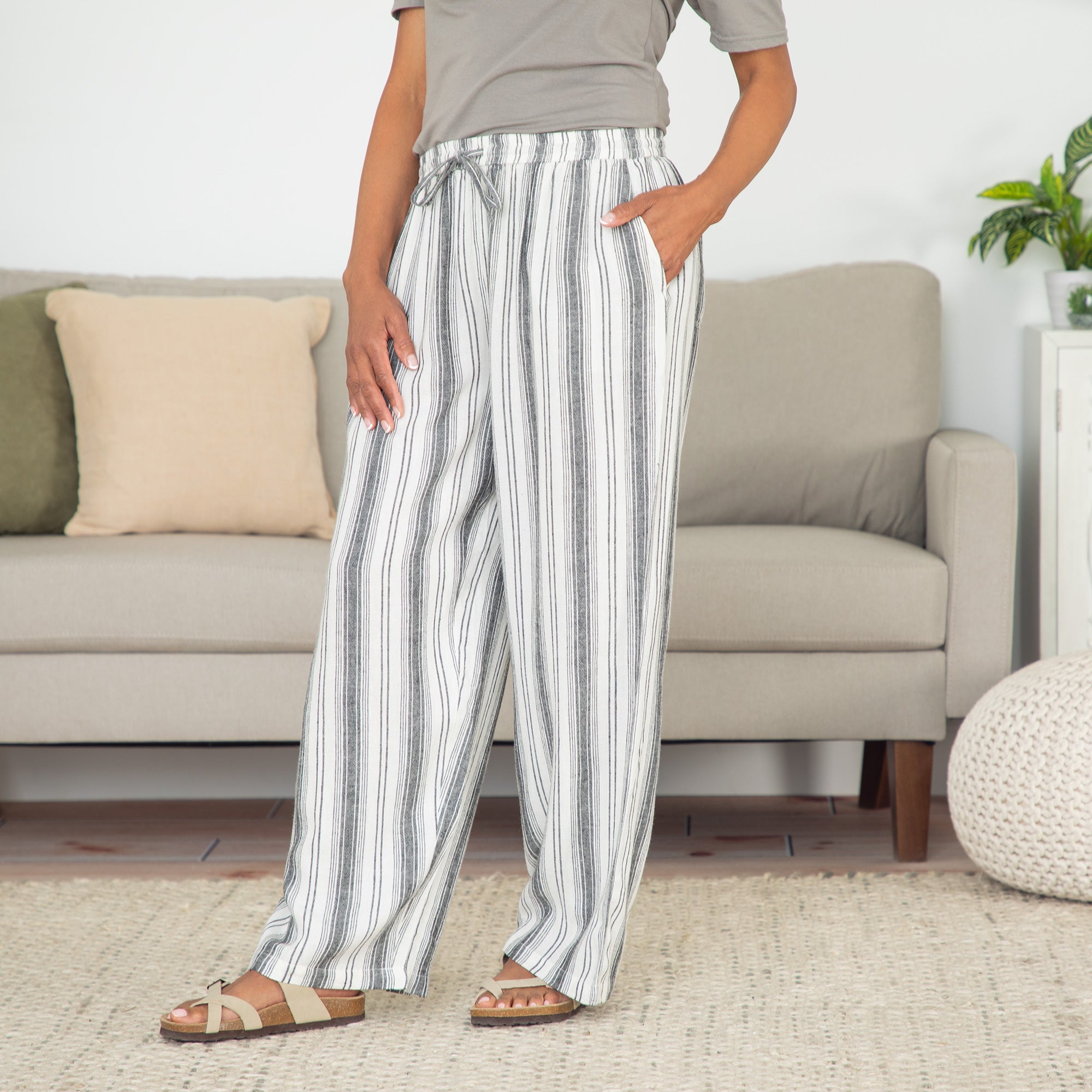 Premium Women's Striped High-Rise Wide-Leg Pants - Ultimate Comfort & Style