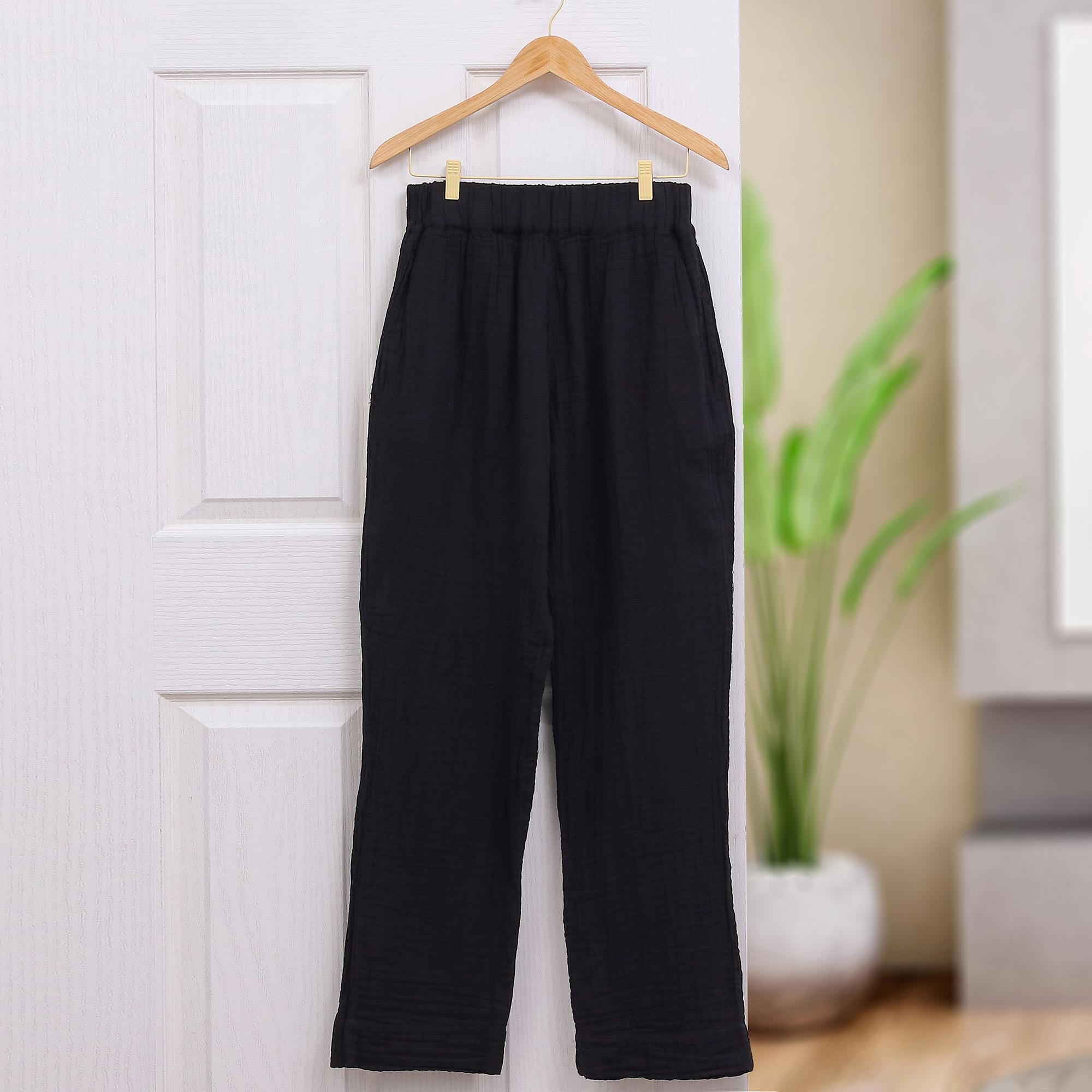 Ultimate Comfort Black Handcrafted Double Gauze Cotton Pants