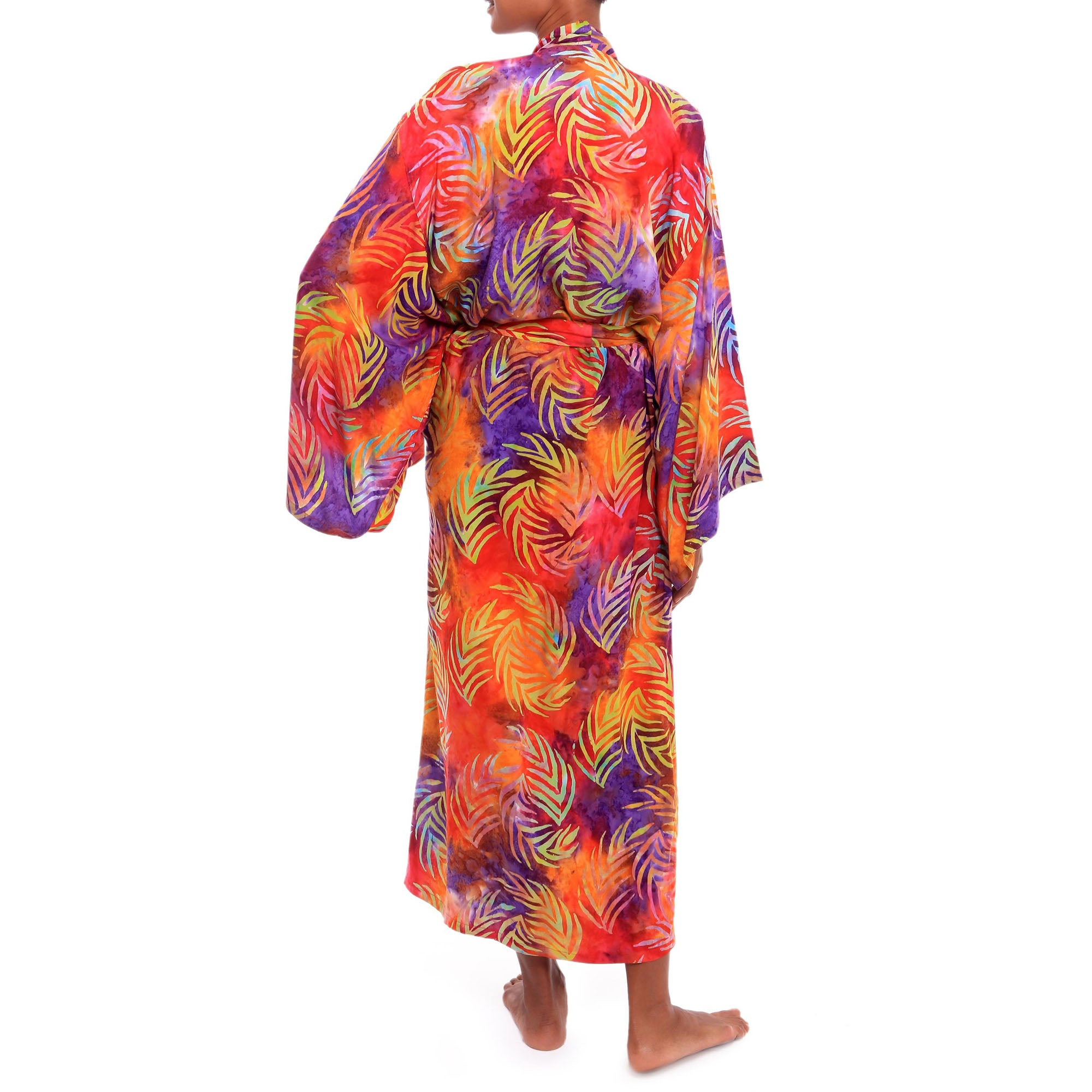 Premium Sunset Grove Batik Rayon Robe - Handmade Luxury