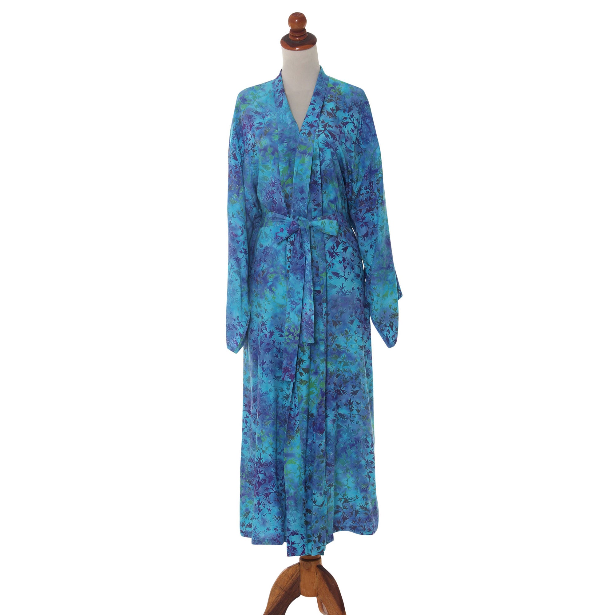 Premium Misty Garden Batik Robe - Handmade Elegance