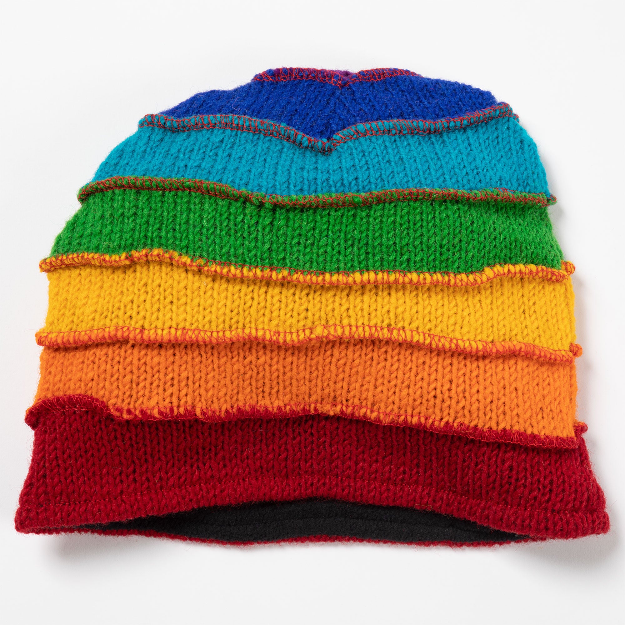 Premium Hand-Knit Rainbow Winter Hat