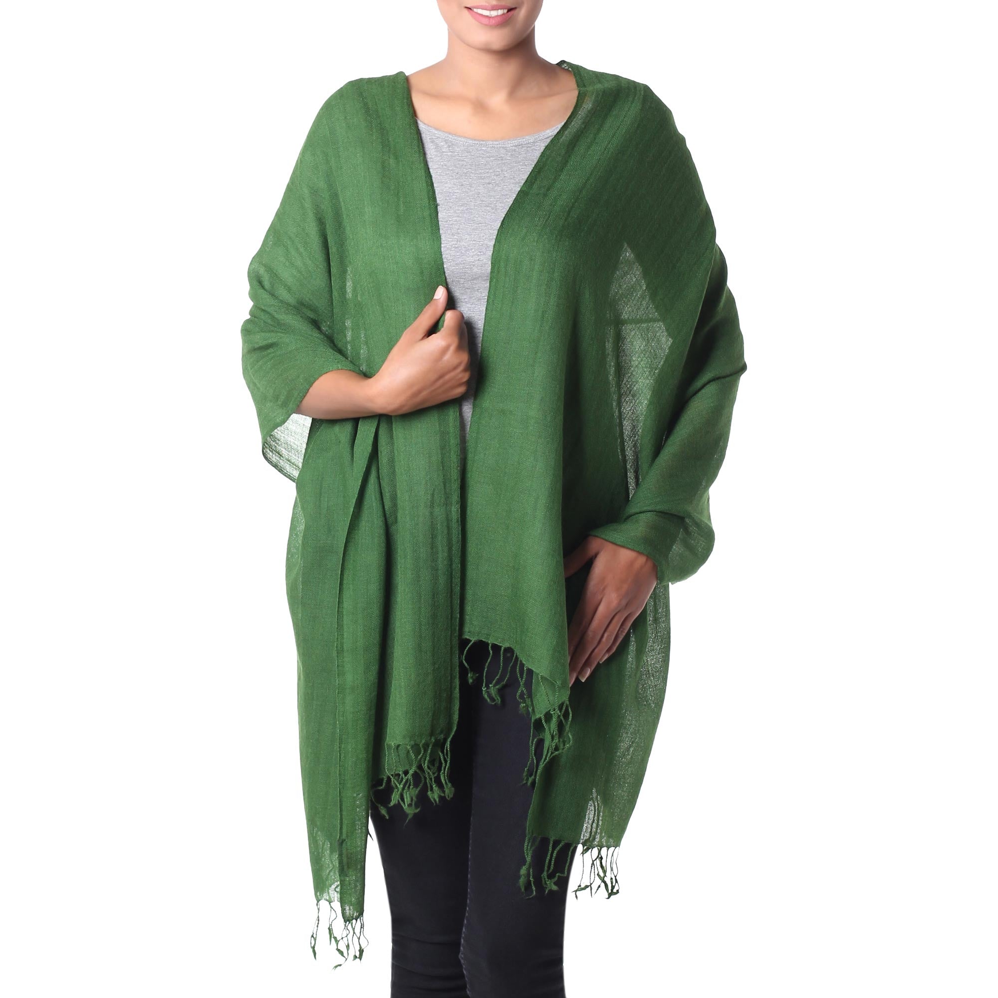 Premium Lime Green Muse Handmade Wool Shawl - Ultimate Elegance