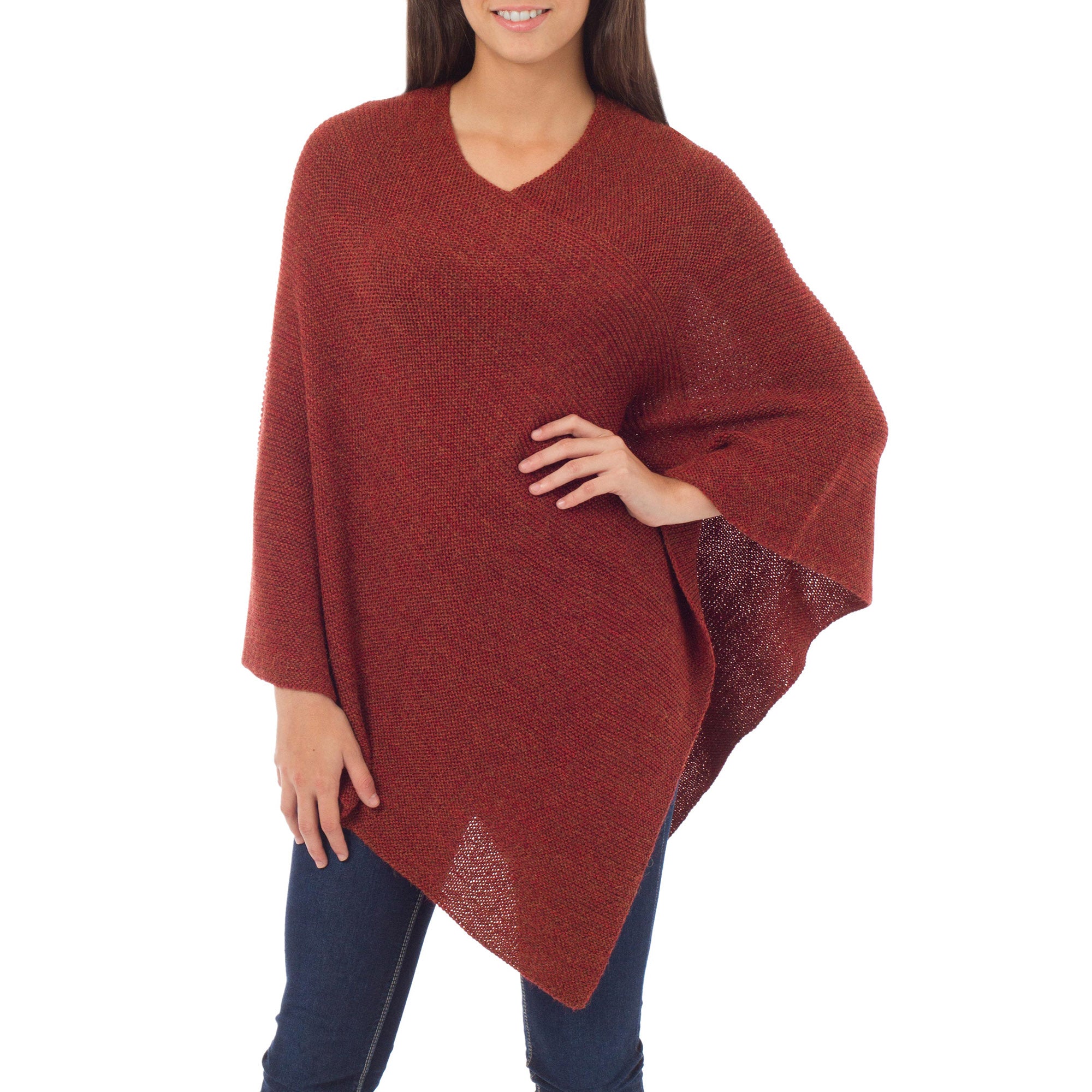 Premium Autumn Splendor Handmade Alpaca Poncho