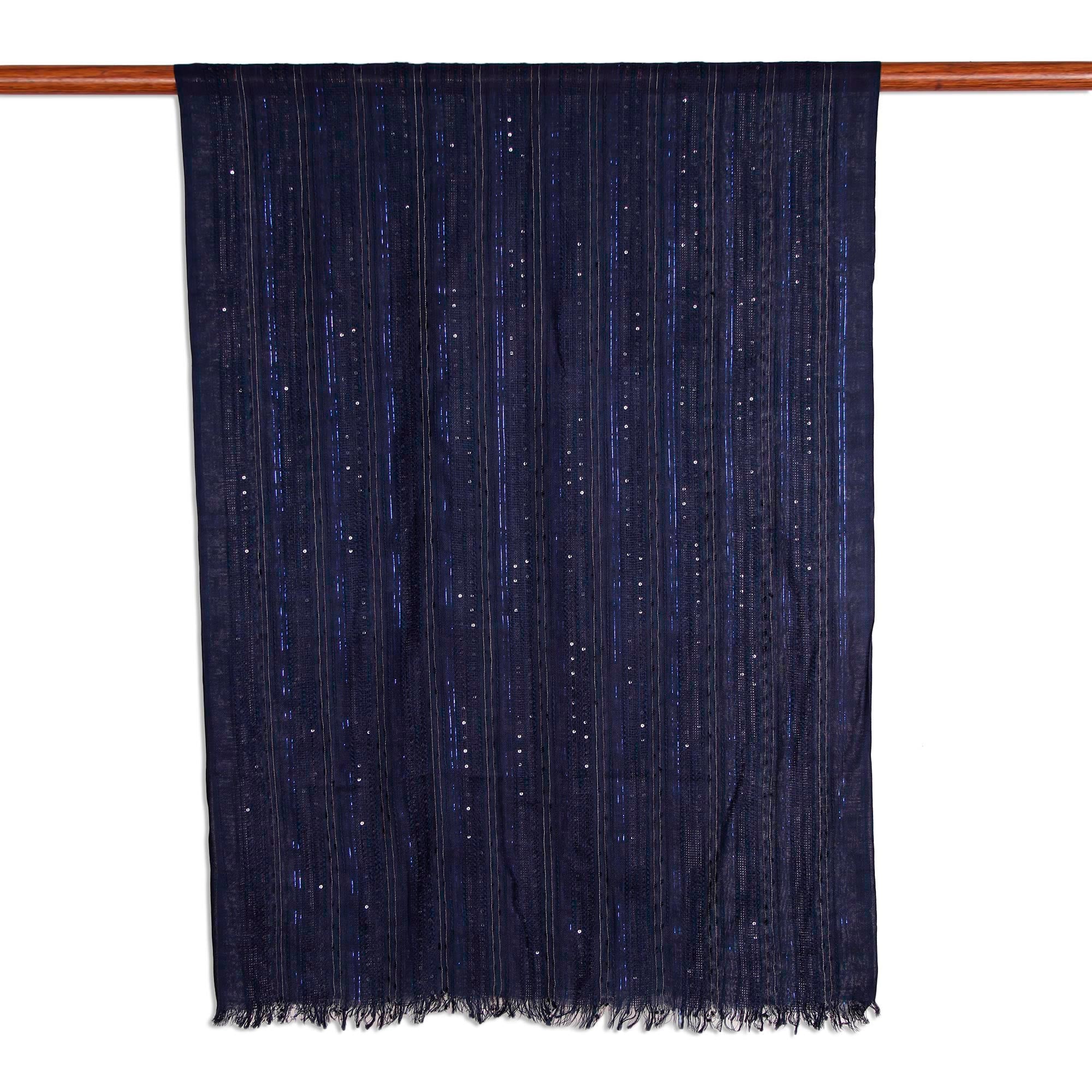 Premium Indigo Sapphire Shimmer Shawl – Luxurious Viscose Blend Wrap Scarf