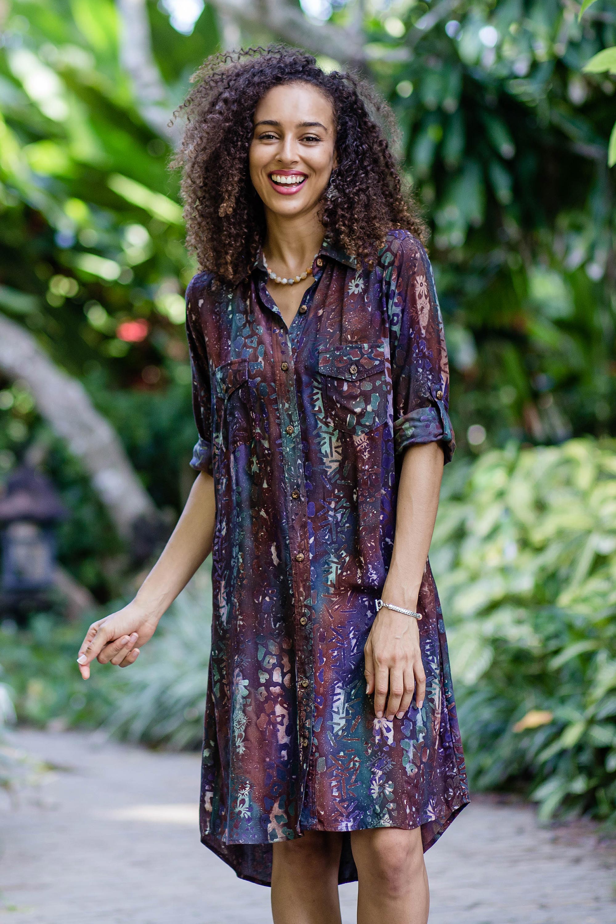 Premium Batik Rayon Collared Shirtdress - Handcrafted in Bali