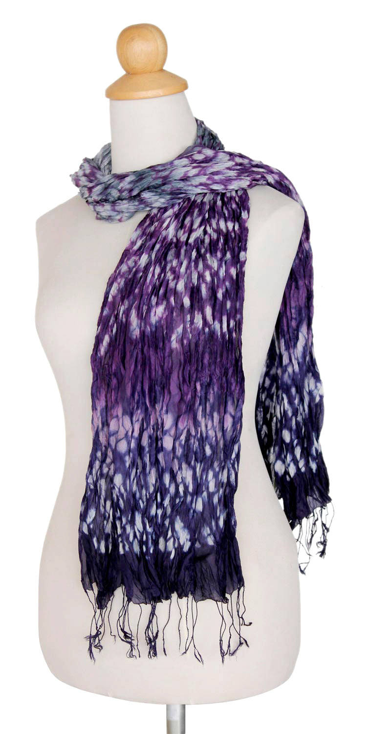 Premium Handcrafted Tie-Dye Scarf - Bold Elegance in Dark Blue & Purple