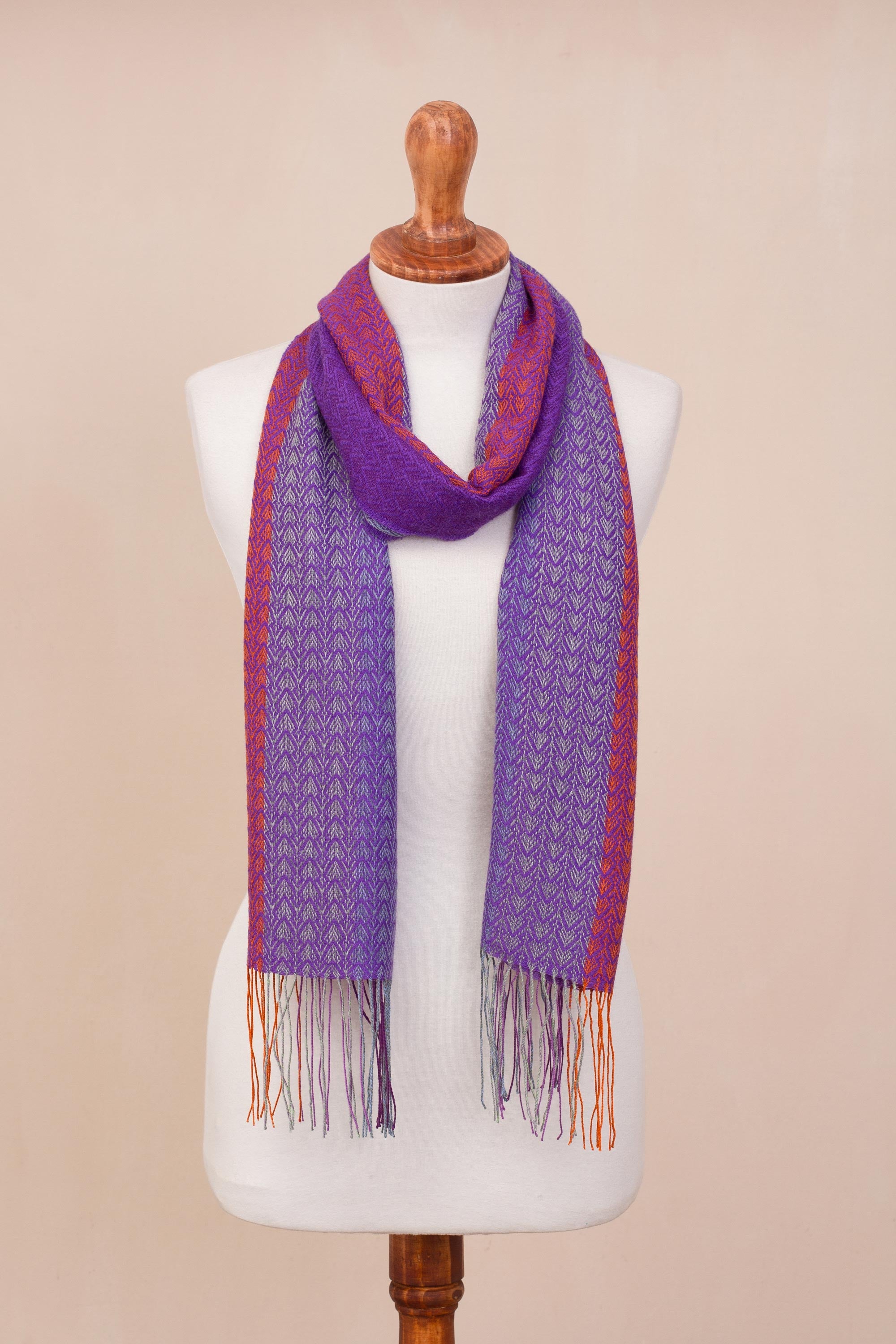 Premium Handwoven Alpaca Blend Striped Wrap Scarf from Peru – Perfect Harmony