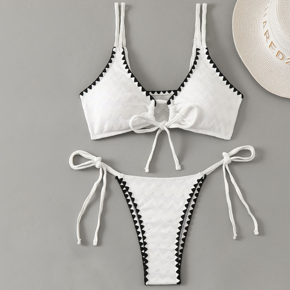 Premium Wave Terry Bikini Set with Whipstitch Trim