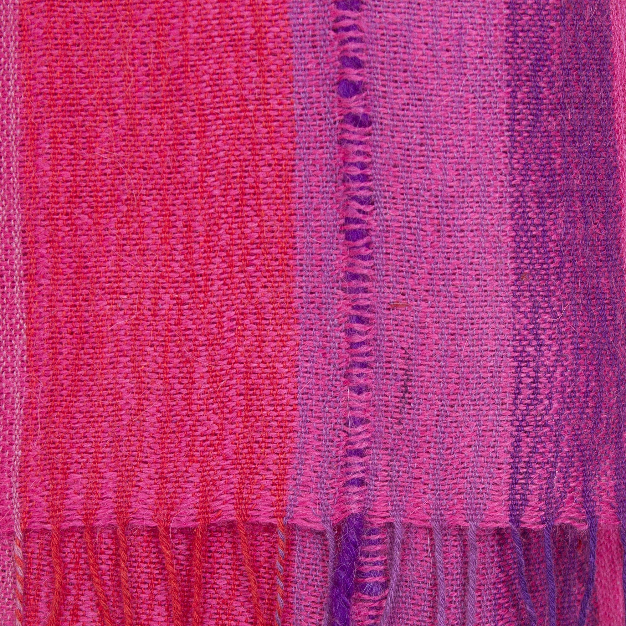 Premium Alpaca Scarf in Vibrant Pink & Purple - Handmade in Peru