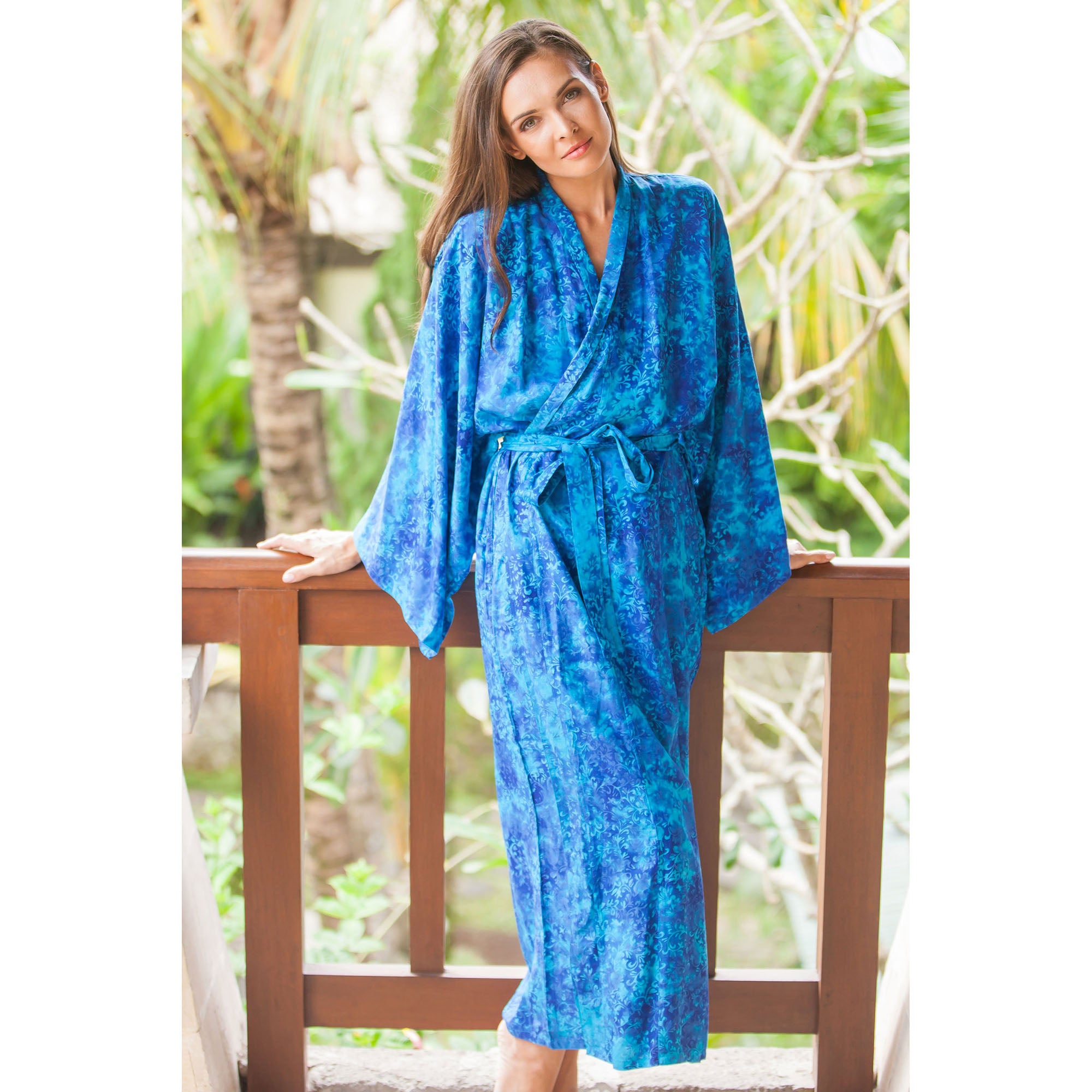 Premium Misty Ocean Batik Robe - Ultimate Balinese Chic