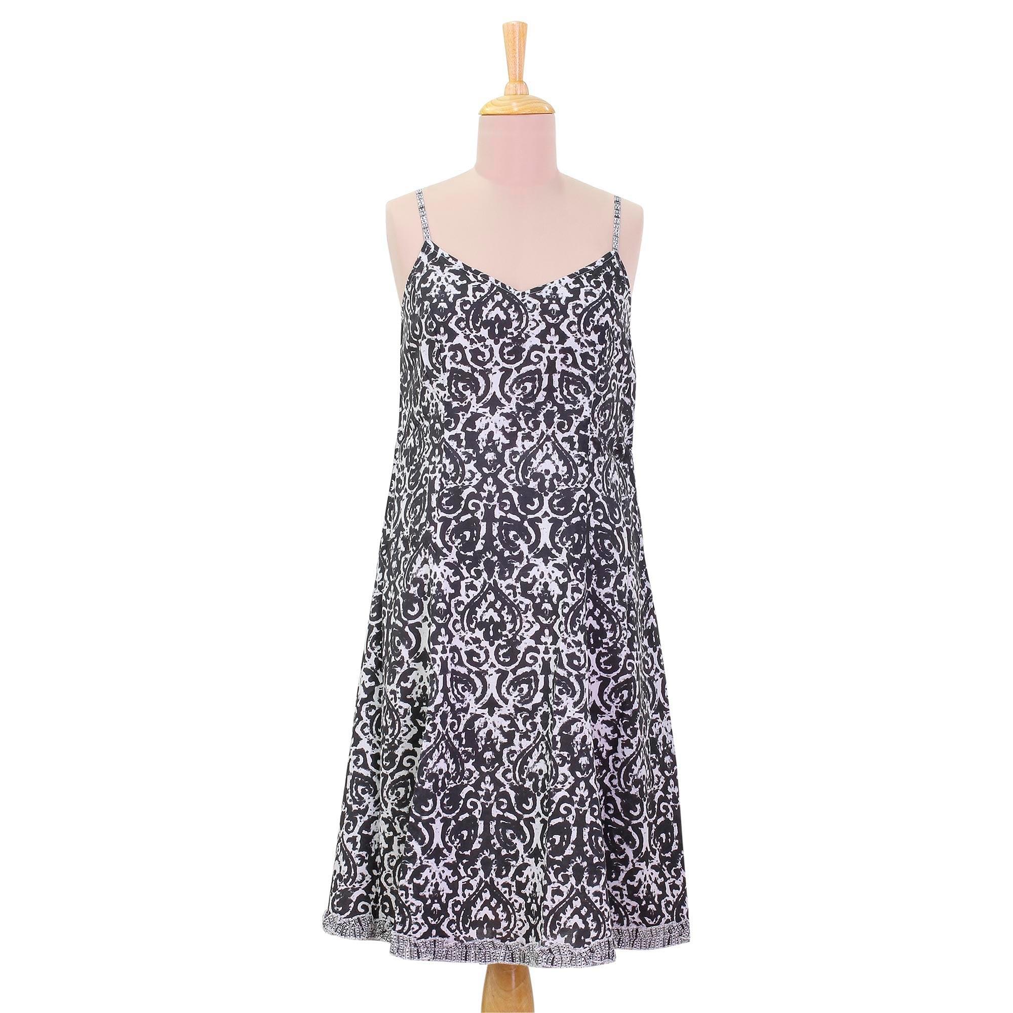 Premium Black Impressions Cotton Sundress - Elegant & Adjustable