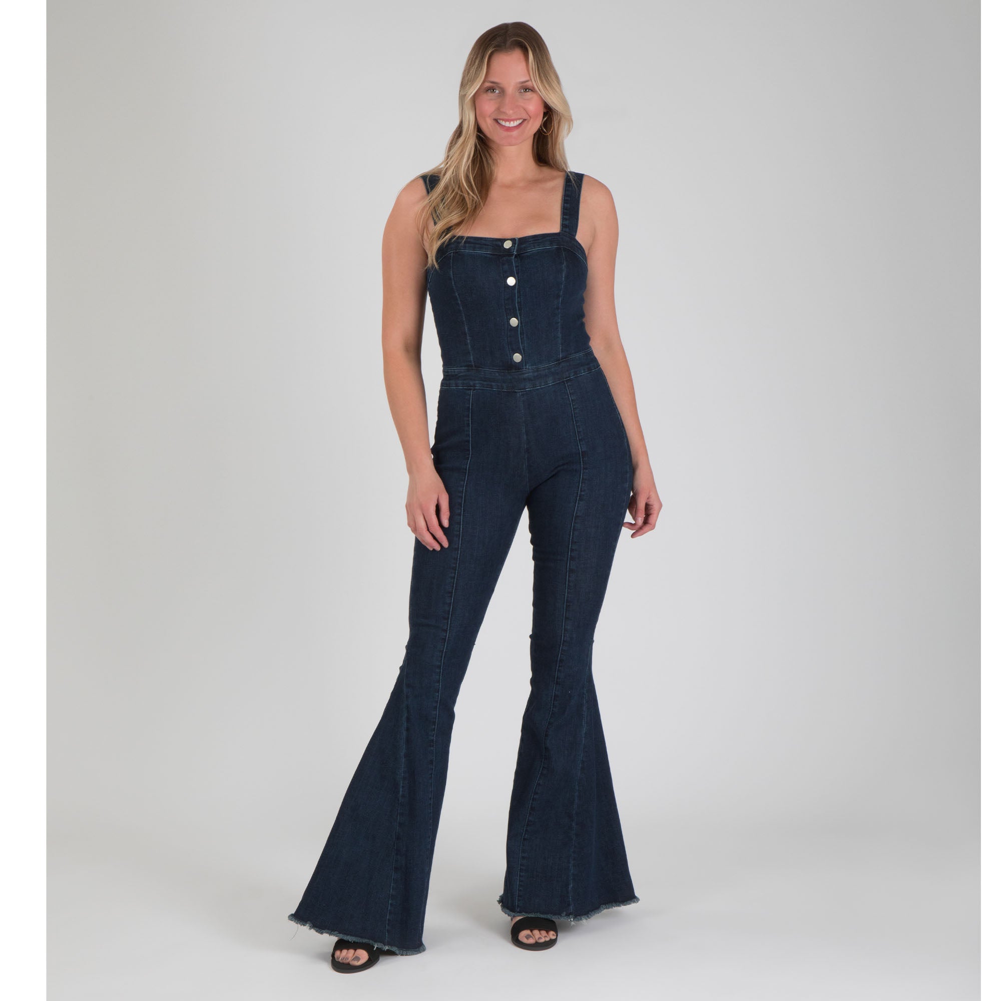 Premium Retro Denim Flare Jumpsuit - Ultimate Comfort & Style