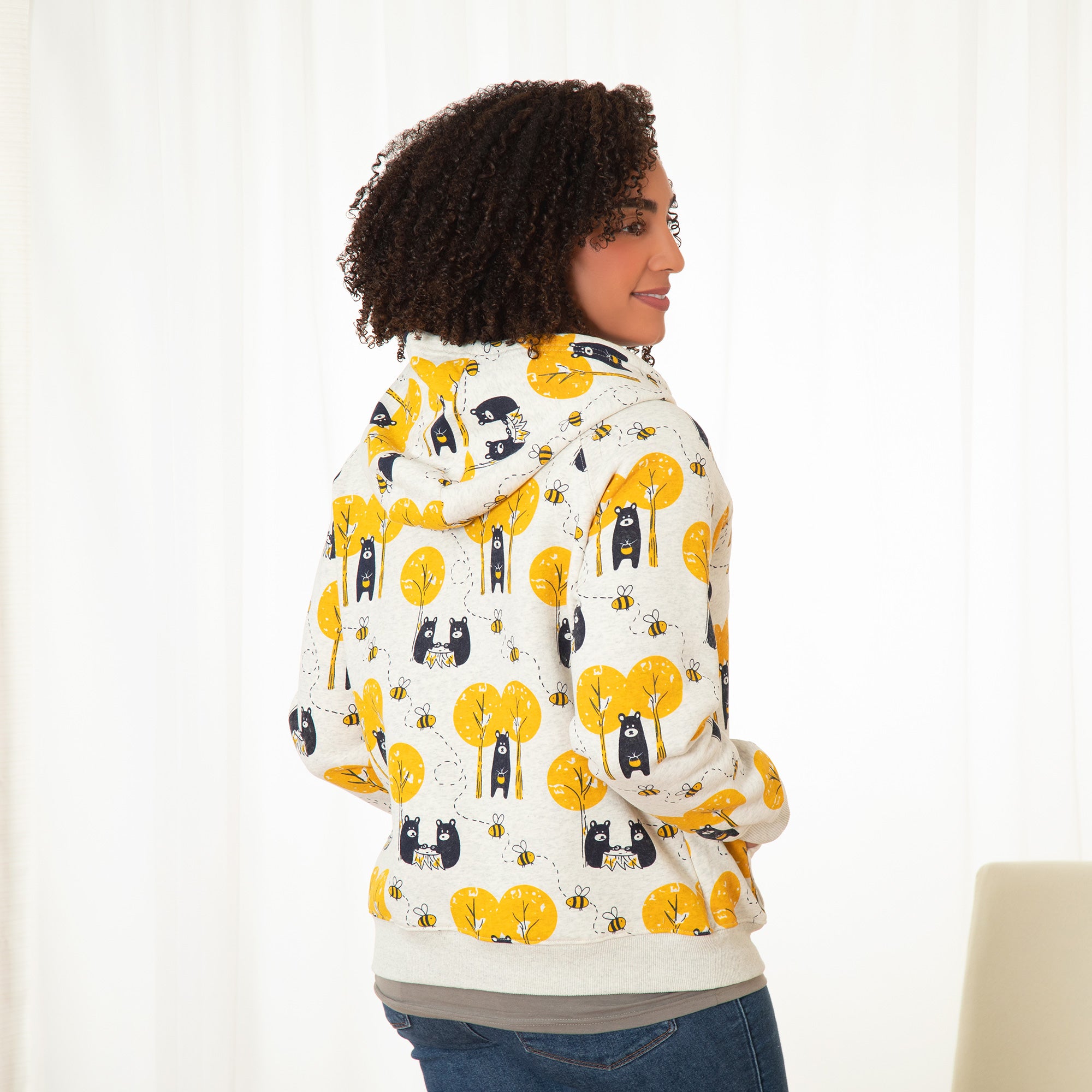 Premium Honey Bear & Bee Zip-Up Hoodie - Ultimate Cozy Style