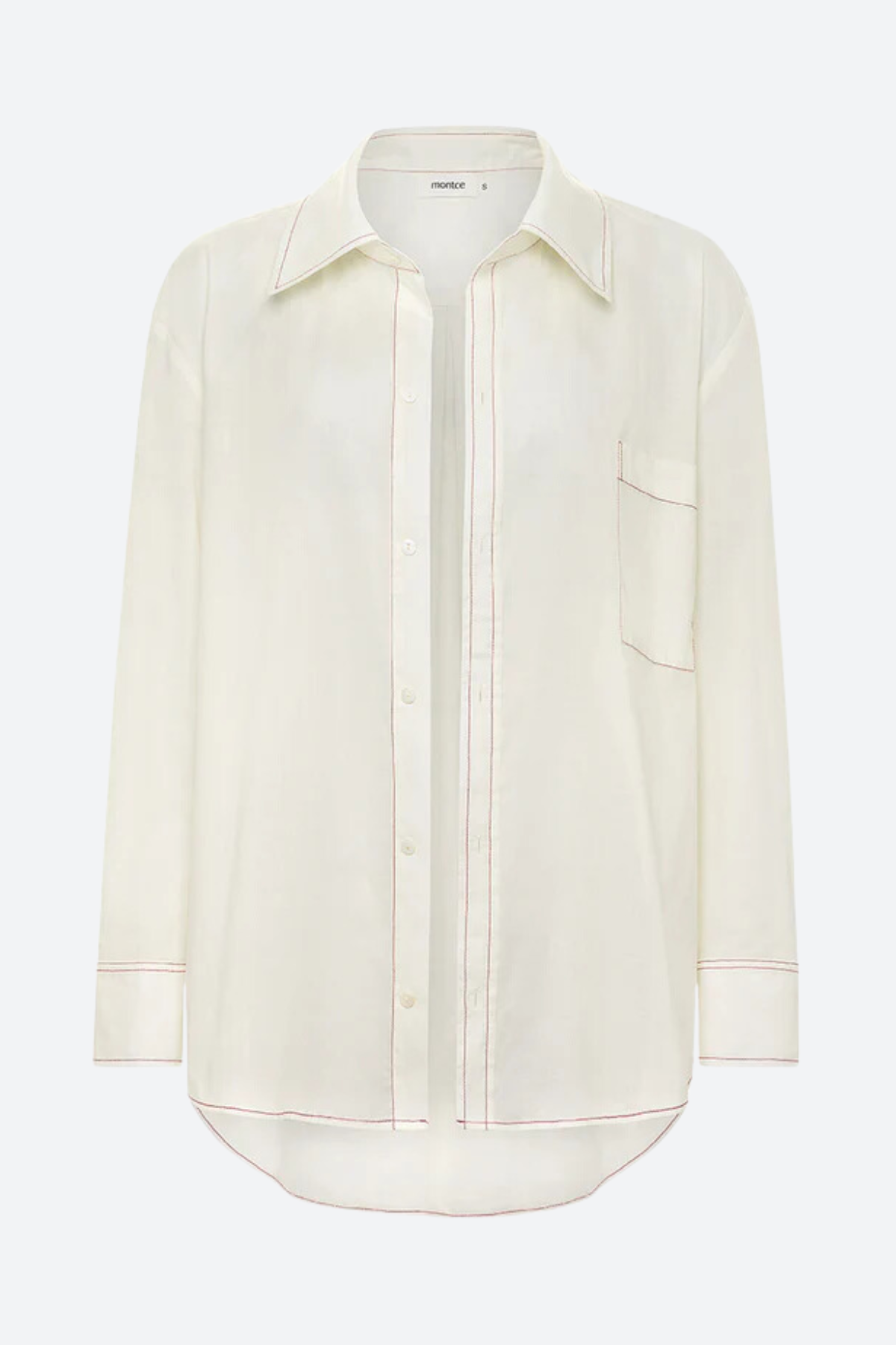 Premium Montce Long Sleeve Button Down Shirt - Cream X Raspberry | Ultimate Comfort & Style