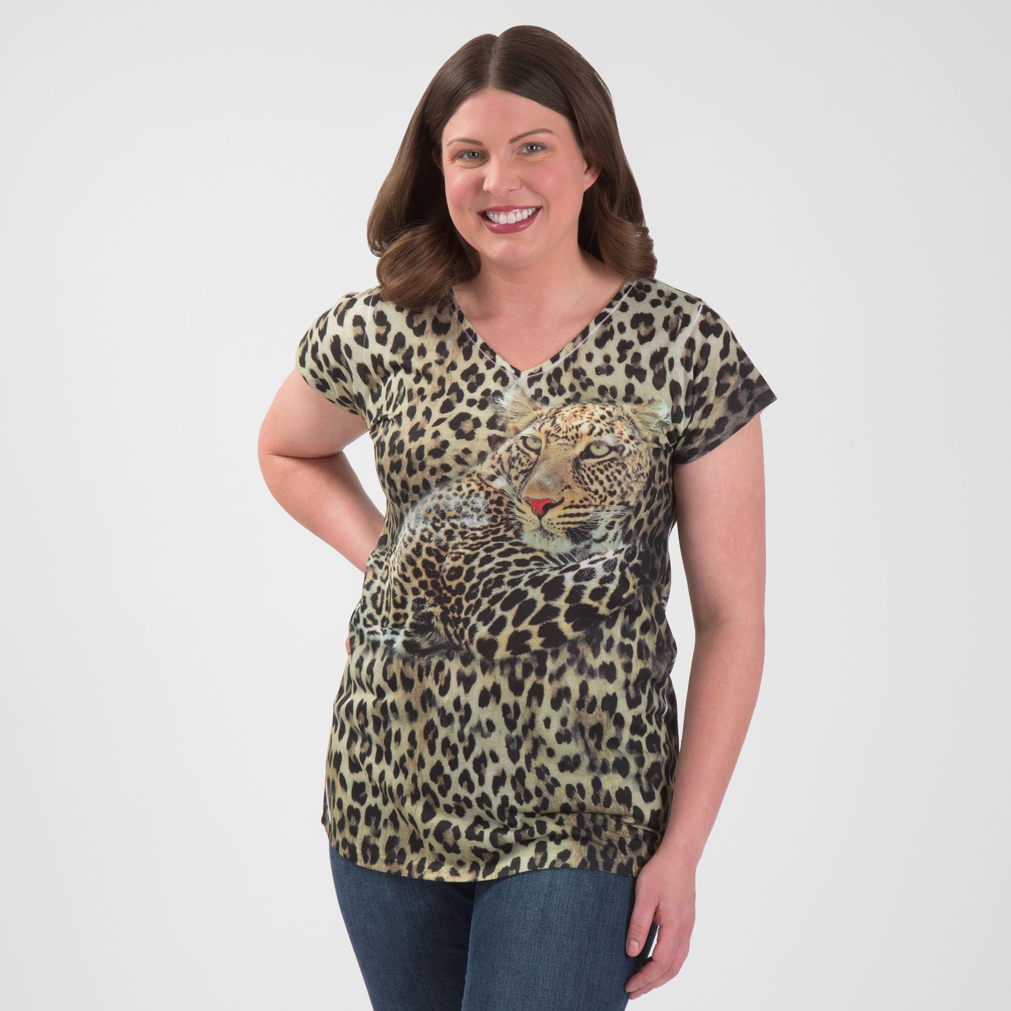 Premium Leopard Print V-Neck Tee - Ultimate Comfort & Style