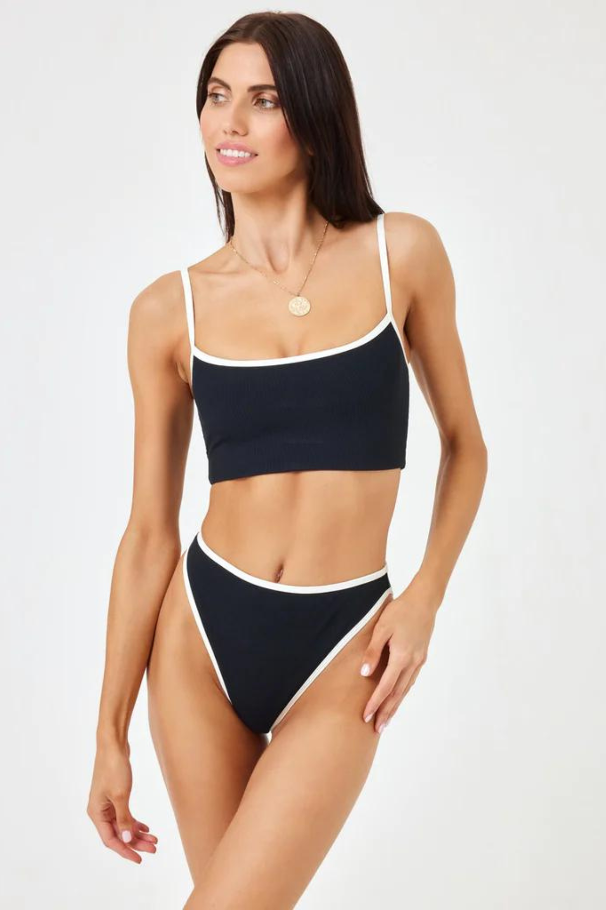 Premium L*Space Adalyn Longline Bikini Top - Black/Cream