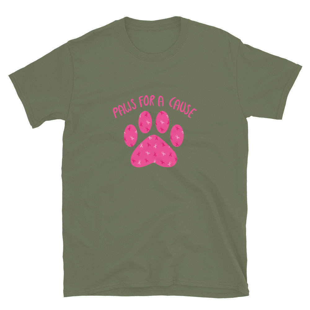 Premium Pink Ribbon Paw Print Tee - Support Breast Cancer Awareness