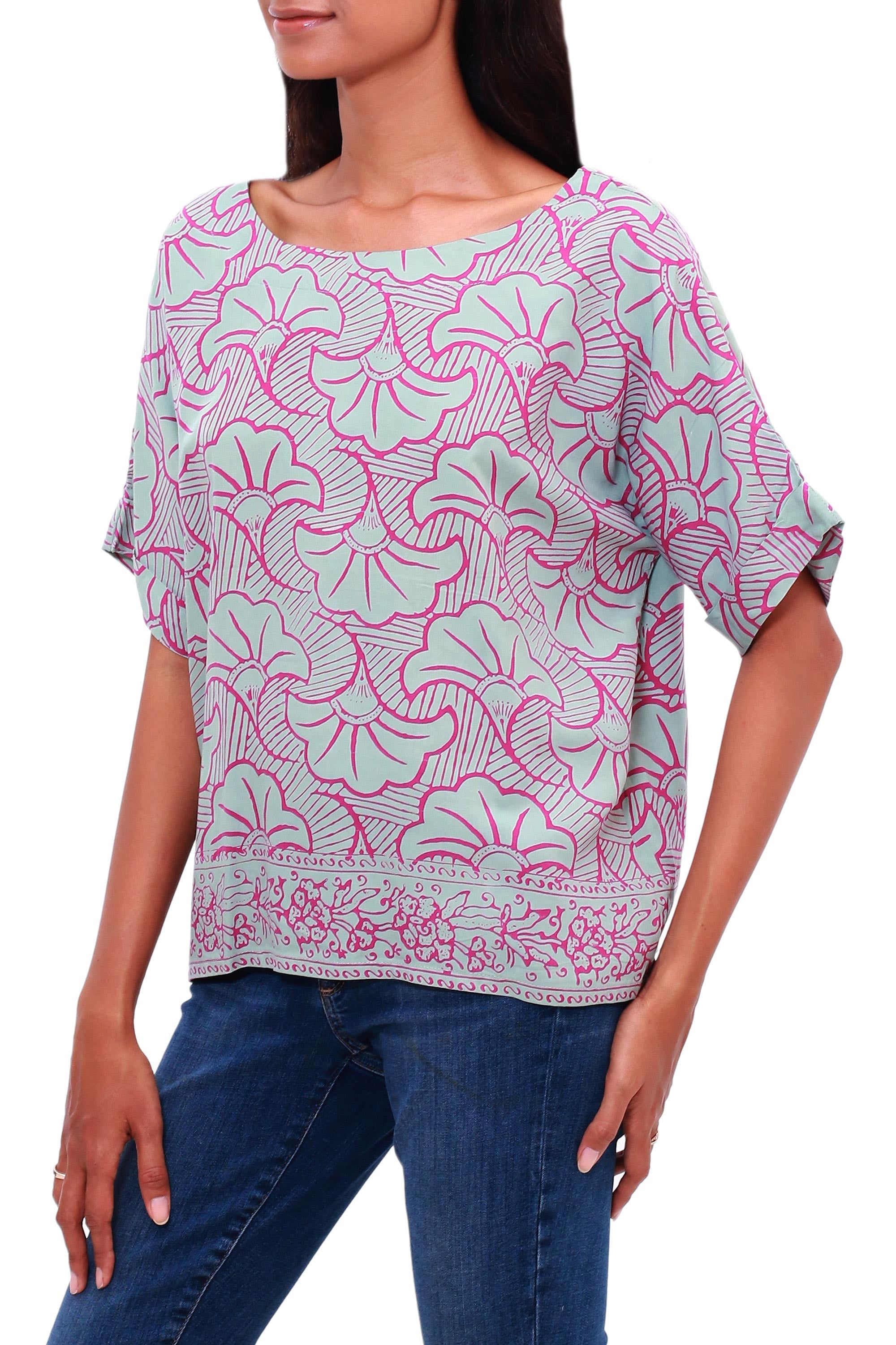 Premium Gingko Leaf Batik Rayon Shirt - Handcrafted in Bali