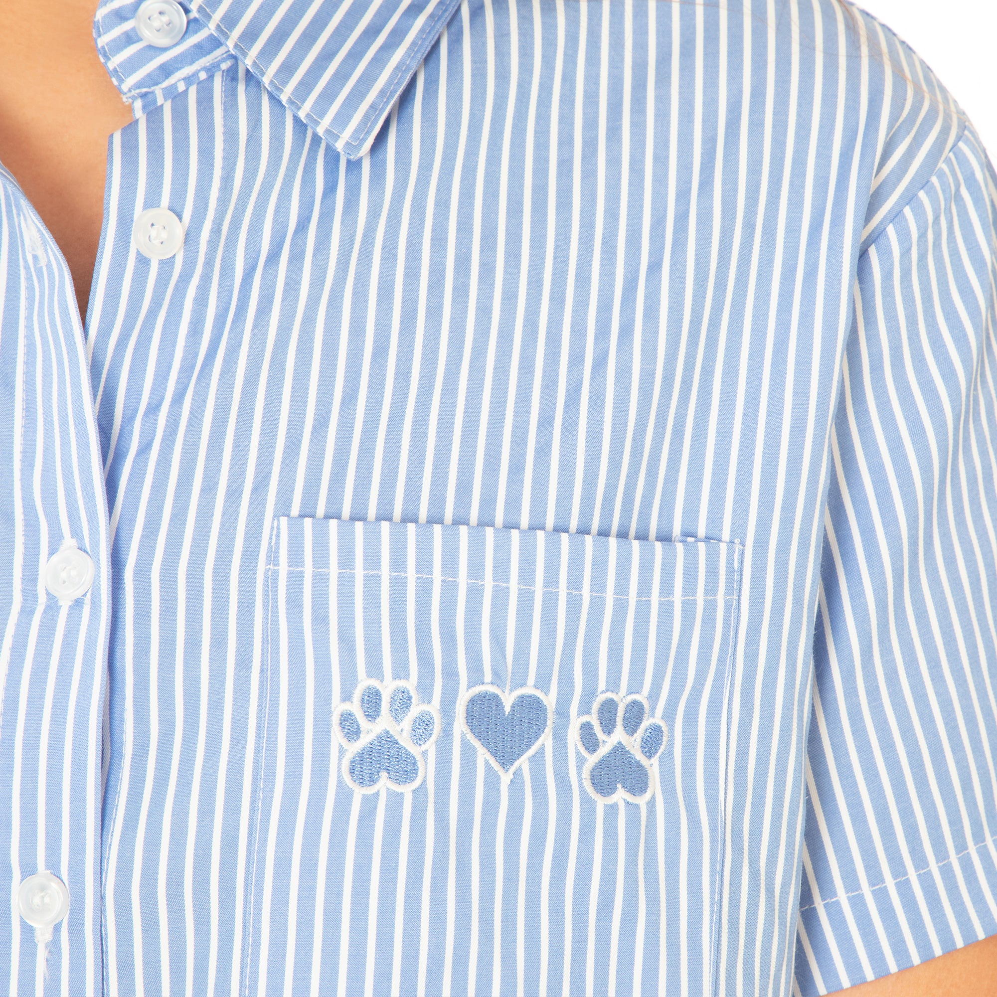 Premium Pinstripe Pet Lover's Short Sleeve Shirt