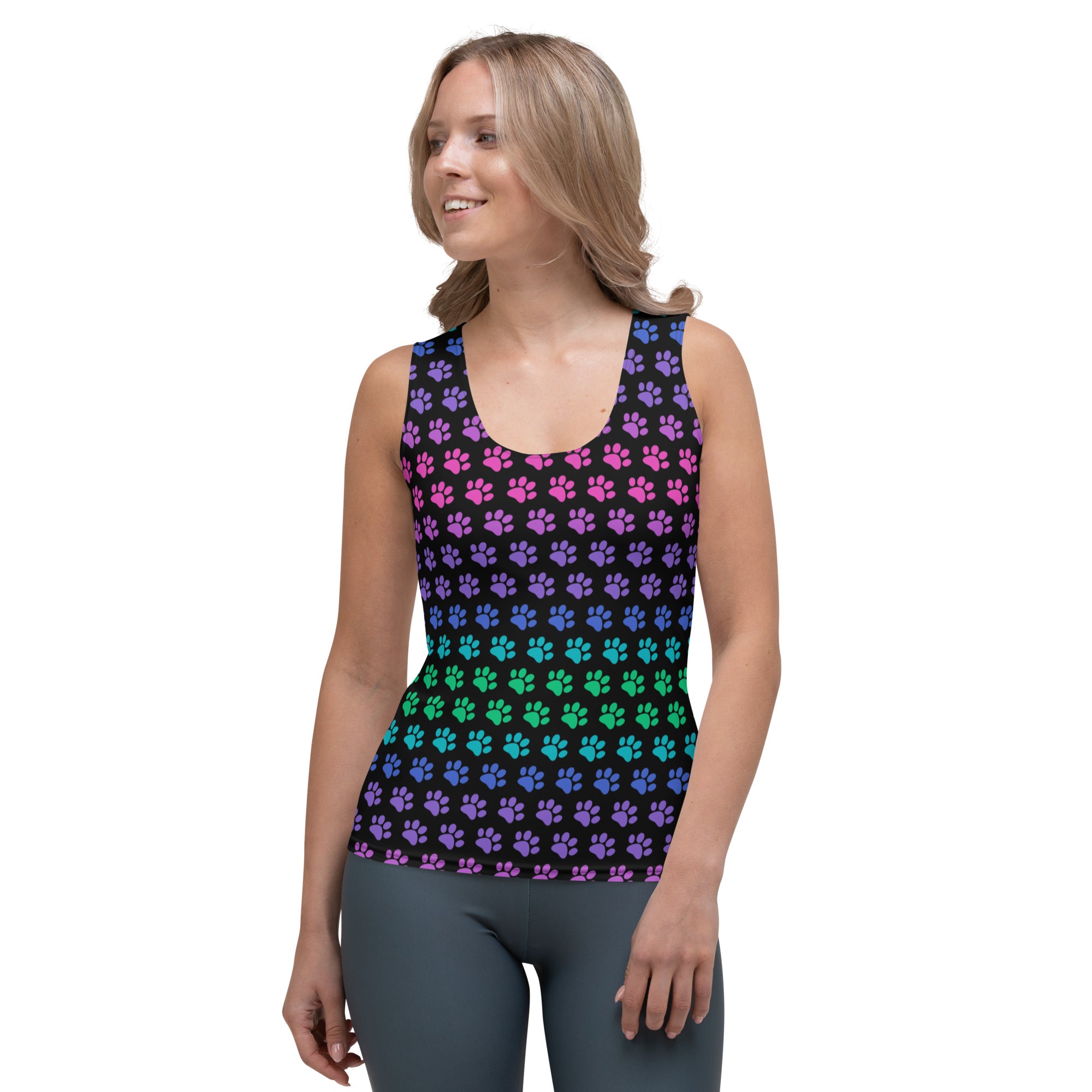 Ultimate Comfort Rainbow Paws Print Tank Top