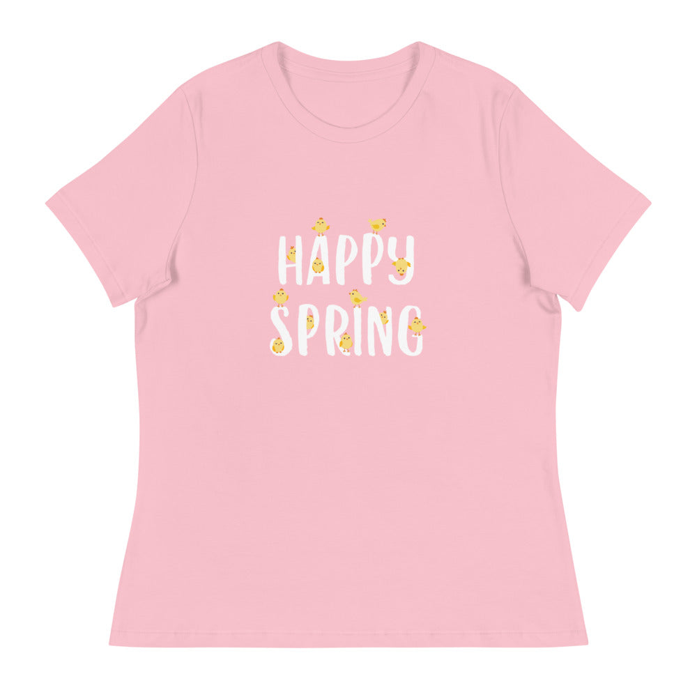 Premium Hello Spring Chicks Women's Relaxed Fit Cotton Tee