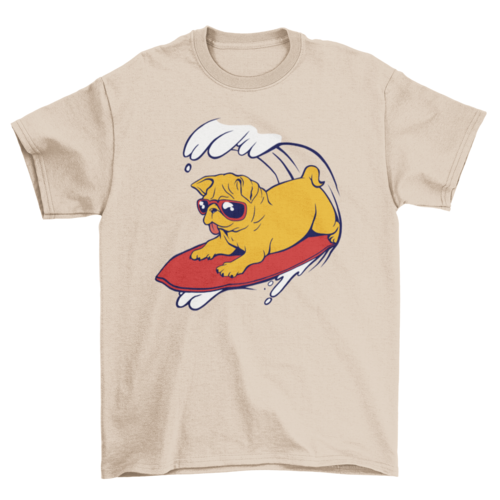 Premium Surf's Up Pug Graphic Tee - Unisex Cotton Comfort