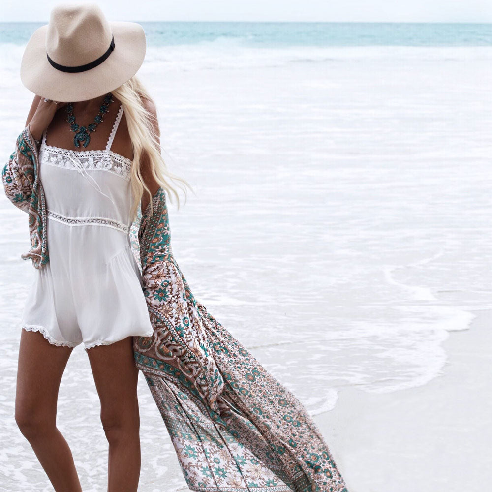 Premium Boho Print Chiffon Maxi Beach Cover Up - Ultimate Summer Essential