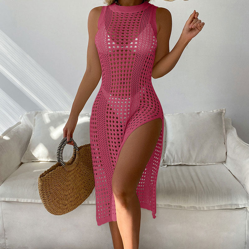 Ultimate Brazilian Beach Crochet Cover-Up Dress - Sexy High Split Design