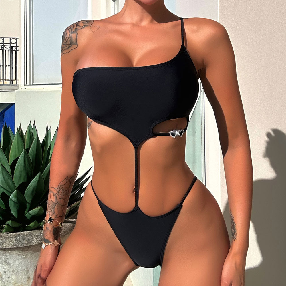 Premium One Shoulder Cutout Brazilian Monokini Swimsuit