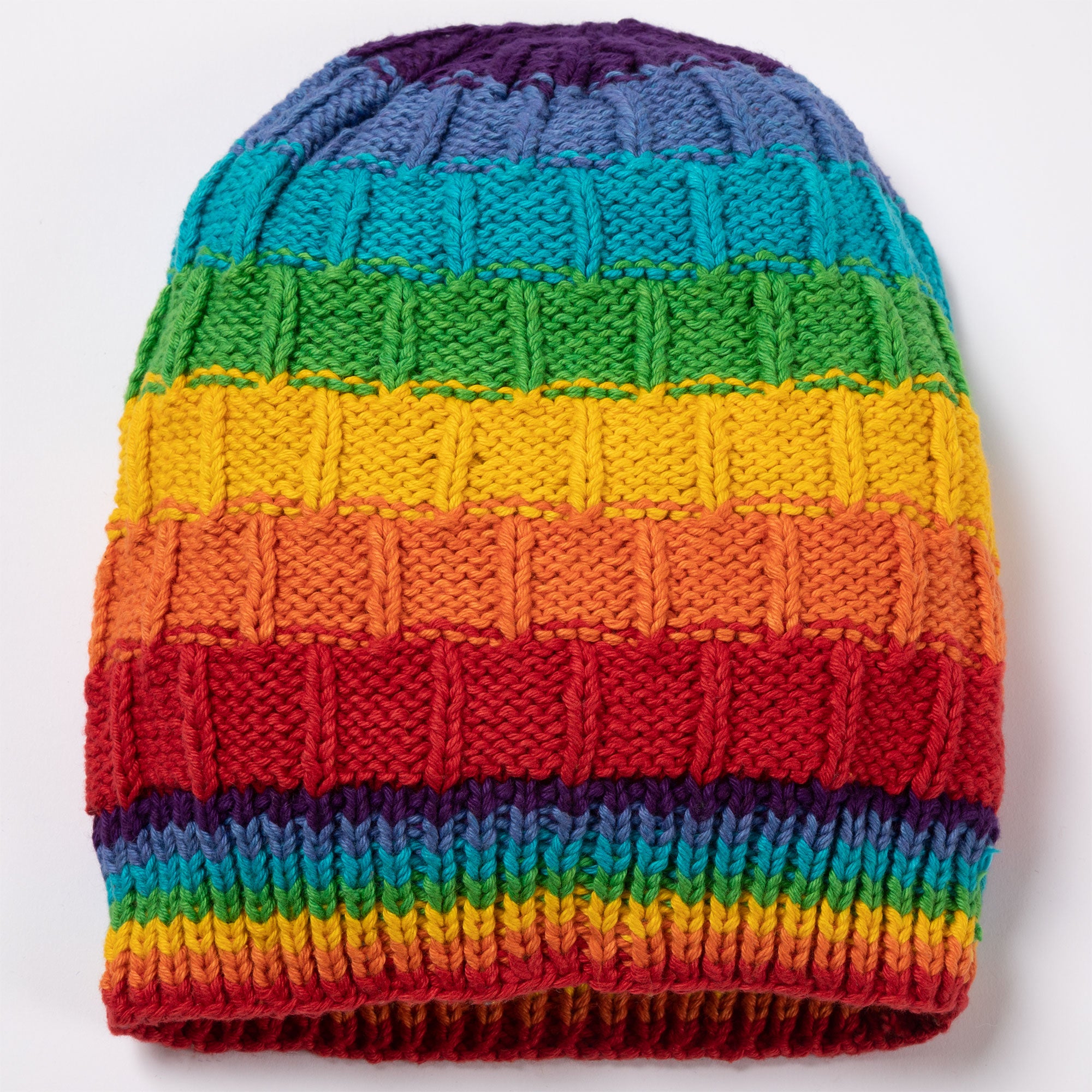 Premium Hand-Knit Rainbow Beanie - Ultimate Winter Style