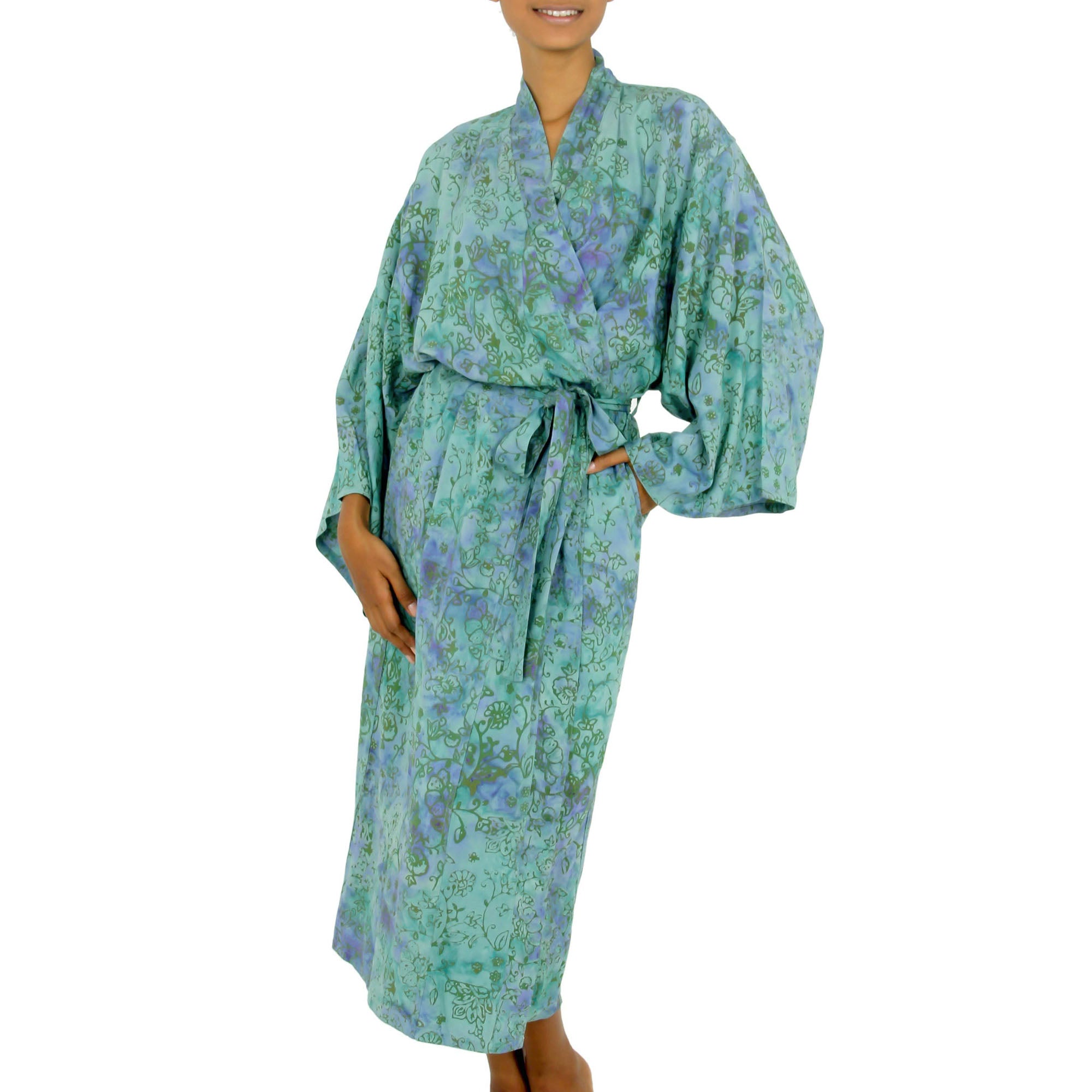 Premium Misty Javanese Forest Batik Robe - Ultimate Comfort & Style