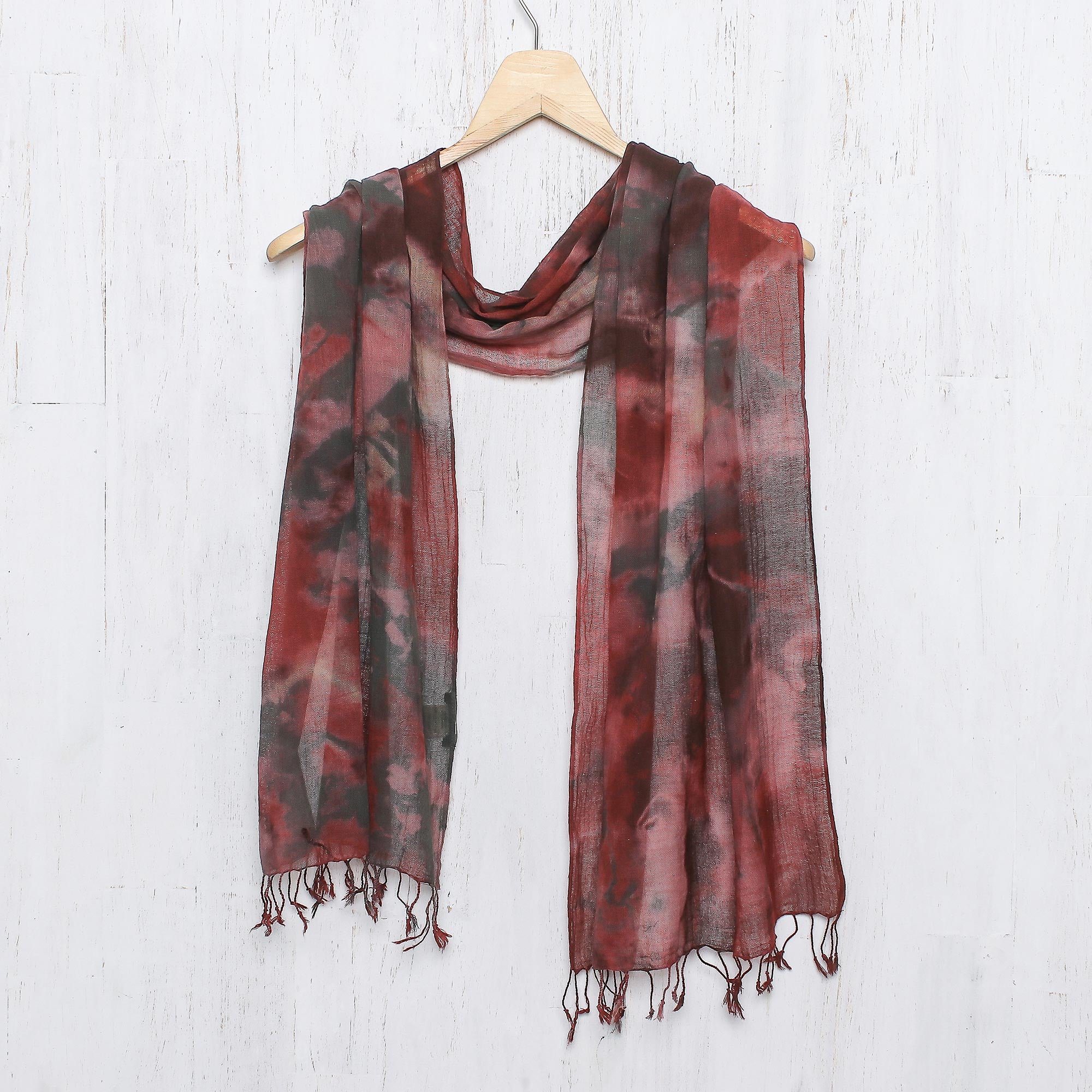 Premium Heated Colors Tie-Dye Cotton Wrap Scarf - Handcrafted in Thailand