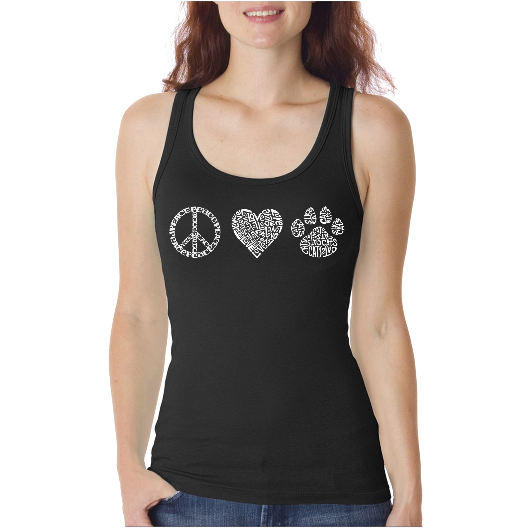 Premium Peace Love Cats - Women's Ultimate Word Art Tank Top