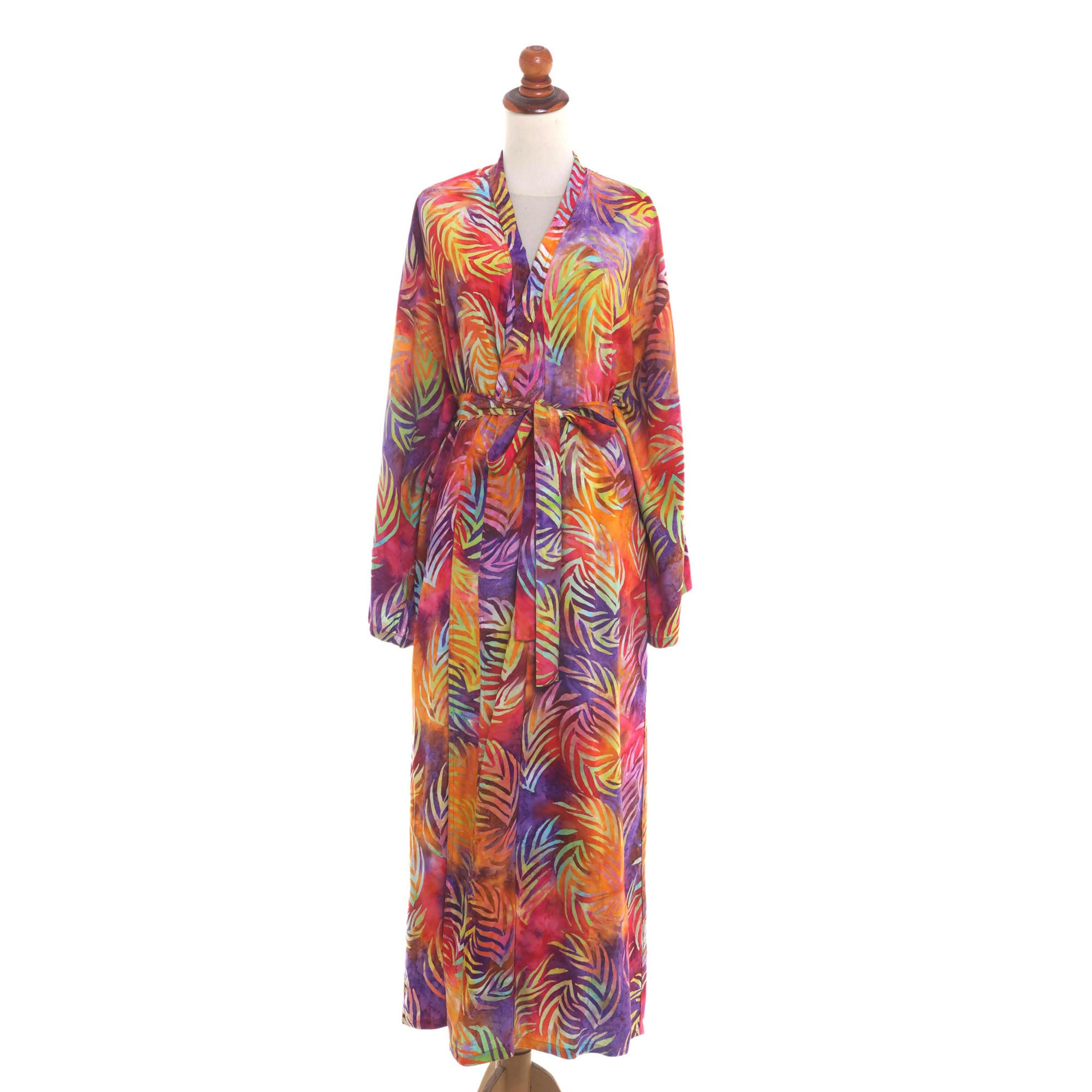 Premium Sunset Grove Batik Rayon Robe - Handmade Luxury