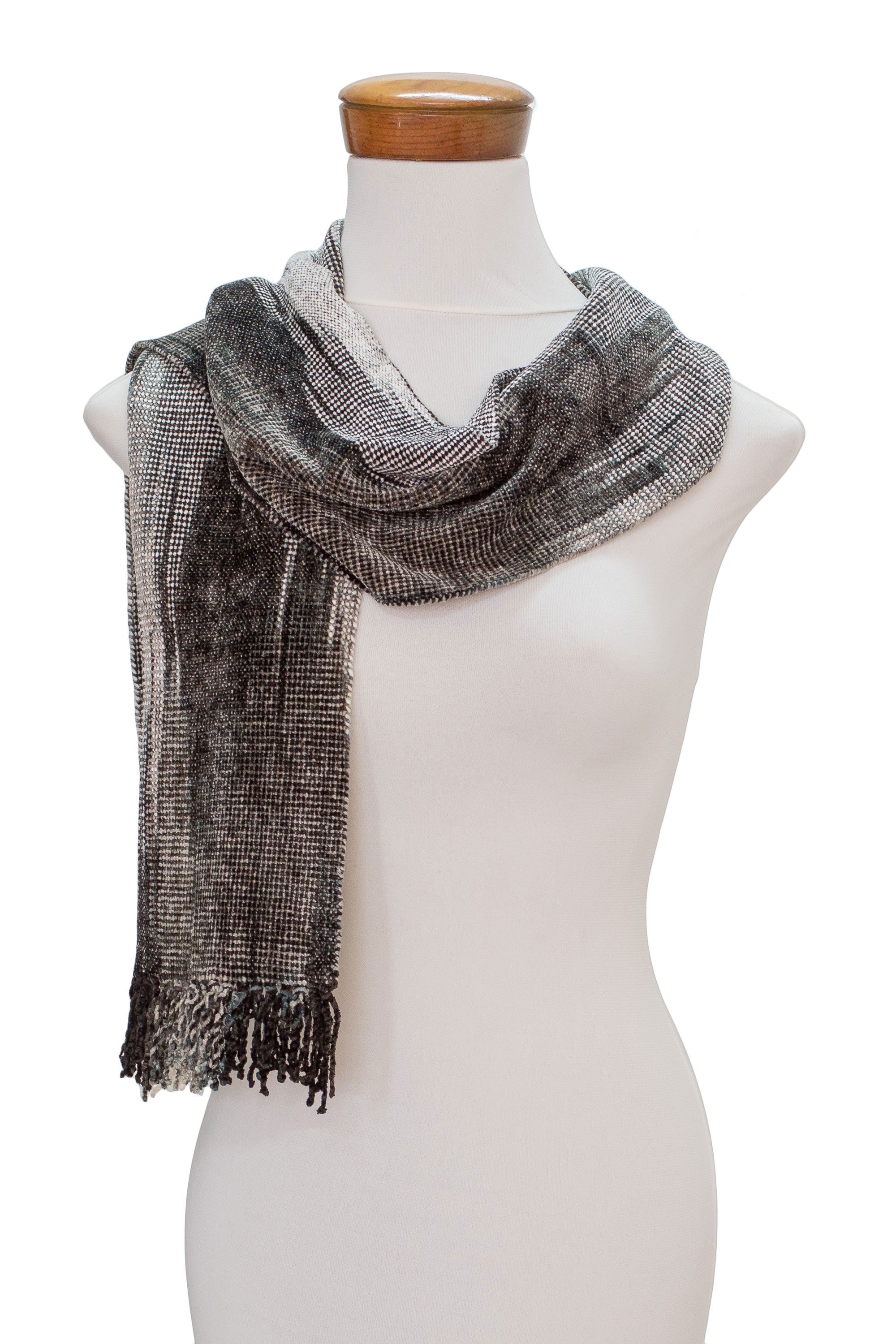 Premium Handwoven Grey Rayon Chenille Scarf – Inspired by the Infinite Universe