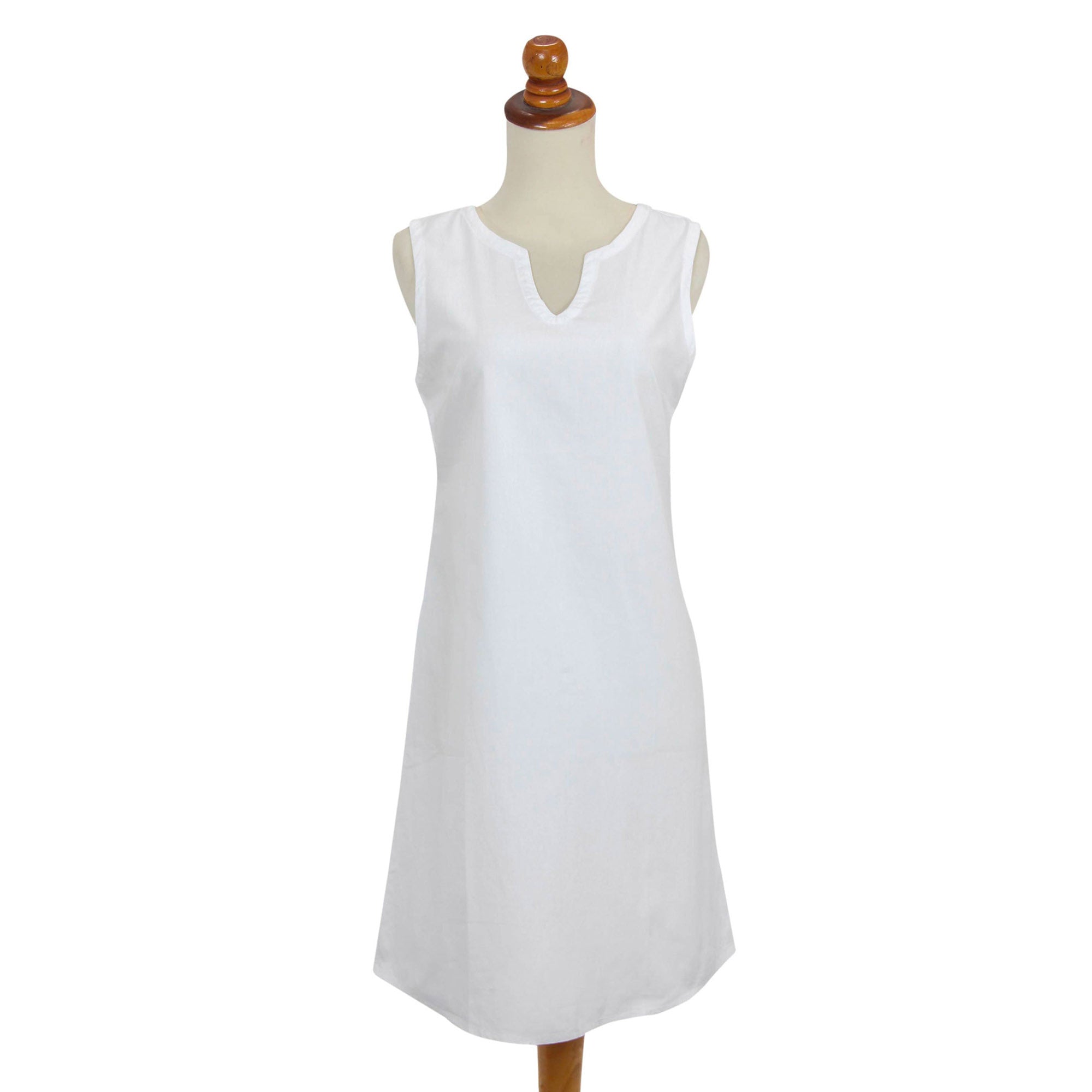 Premium Lily White Cotton Shift Dress - Timeless Elegance