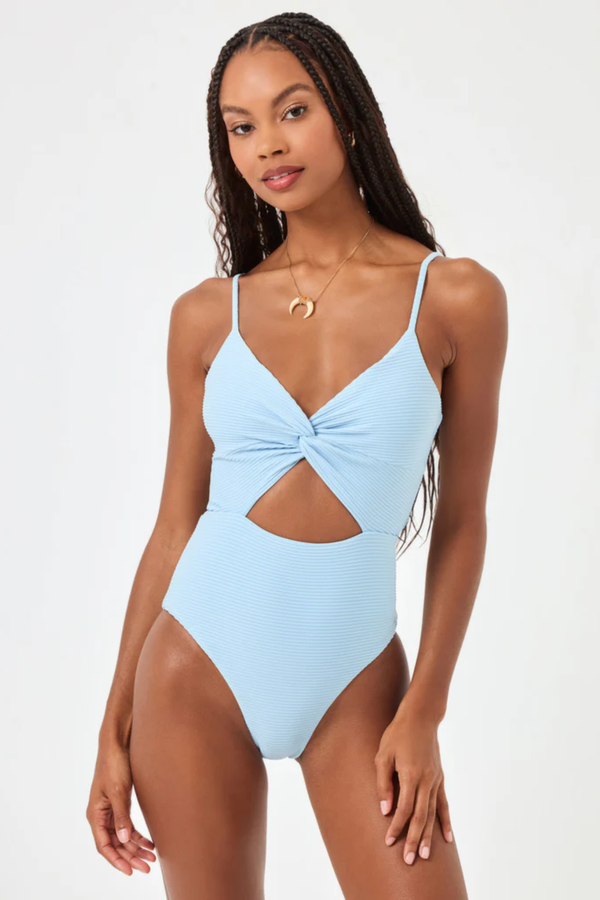 Premium Eco Chic Repreve Kyslee One Piece Swimsuit - Sky Blue | Sustainable & Stylish