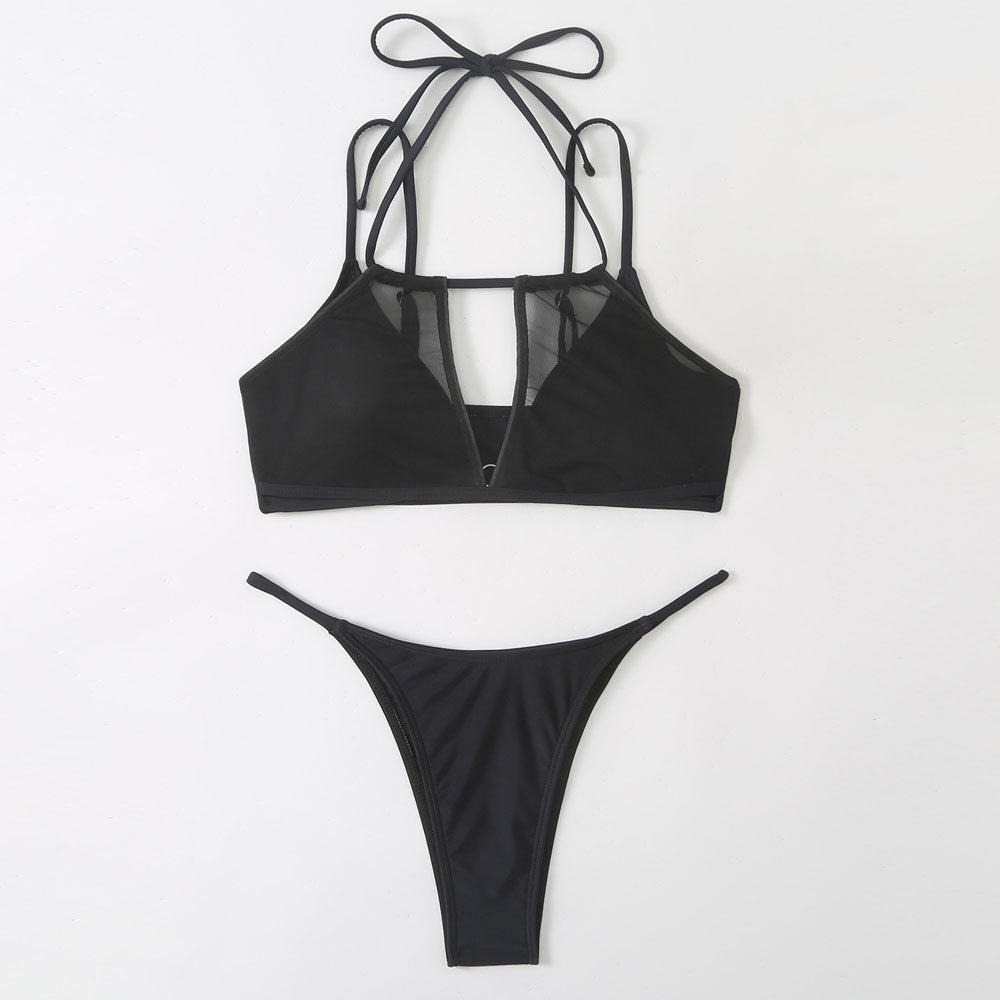 Ultimate Sexy String Cheeky Cutout Mesh Layered Brazilian Bikini Set