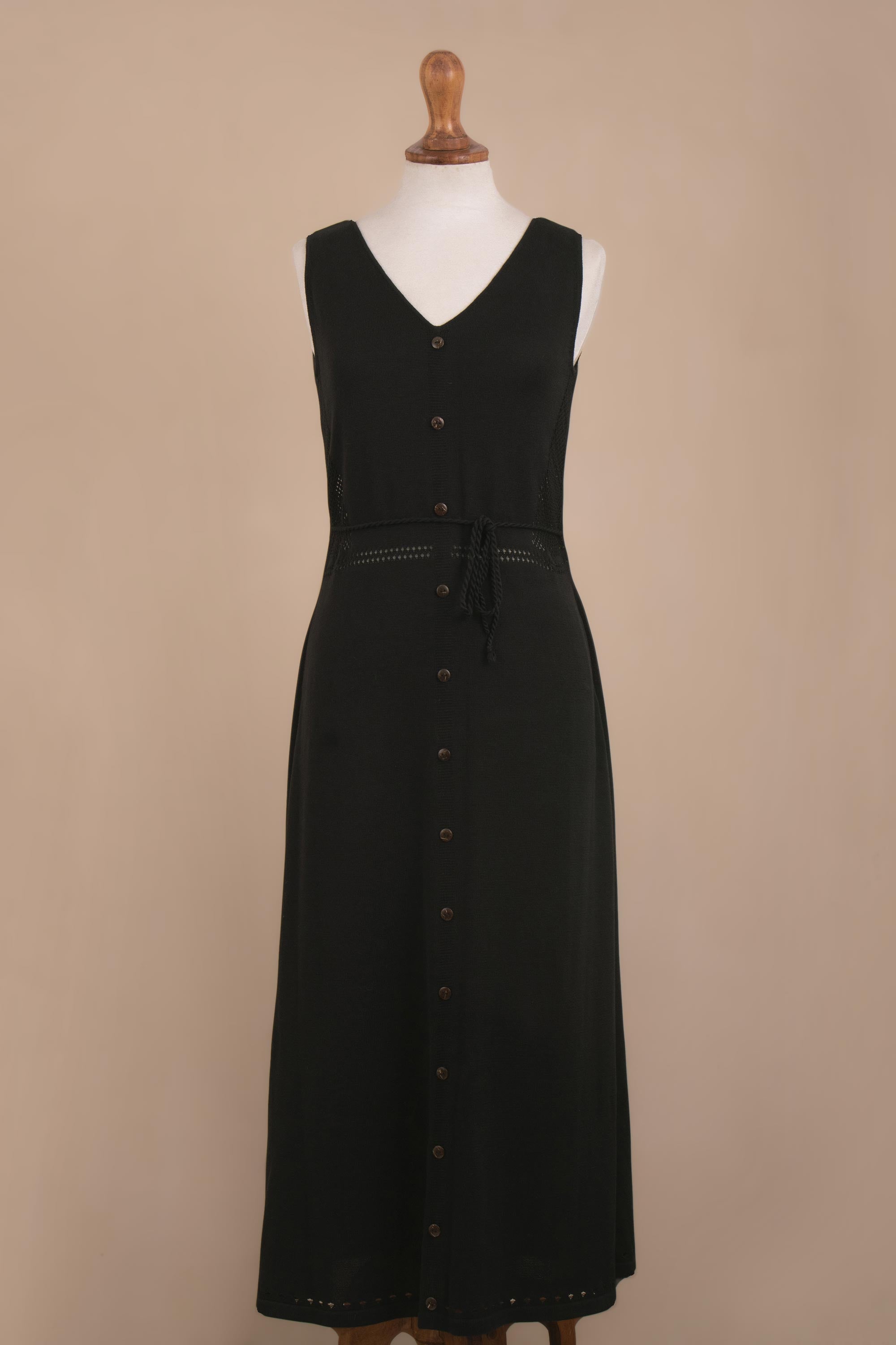 Premium Black Organic Cotton Maxi Dress - Sustainable & Timeless