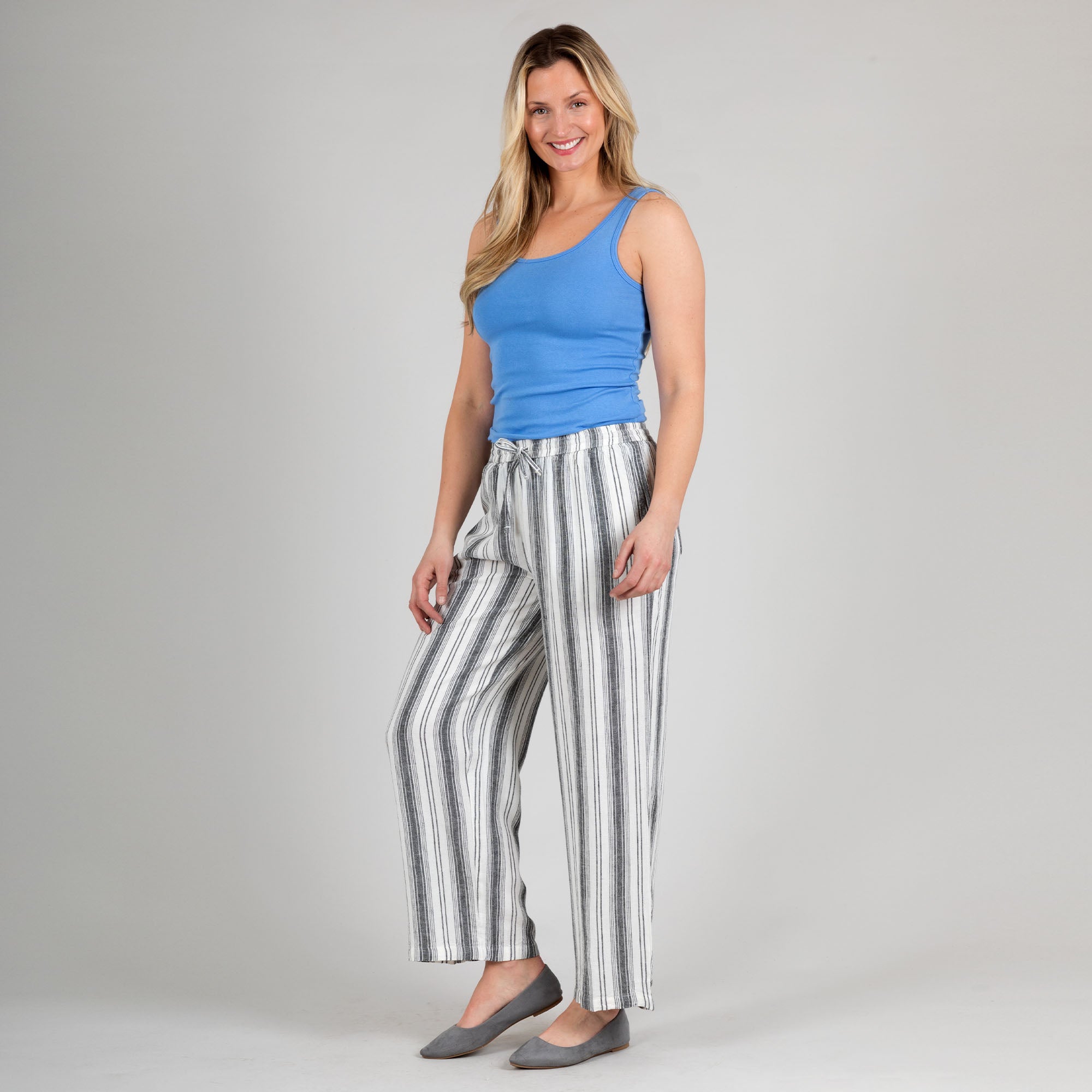 Premium Women's Striped High-Rise Wide-Leg Pants - Ultimate Comfort & Style