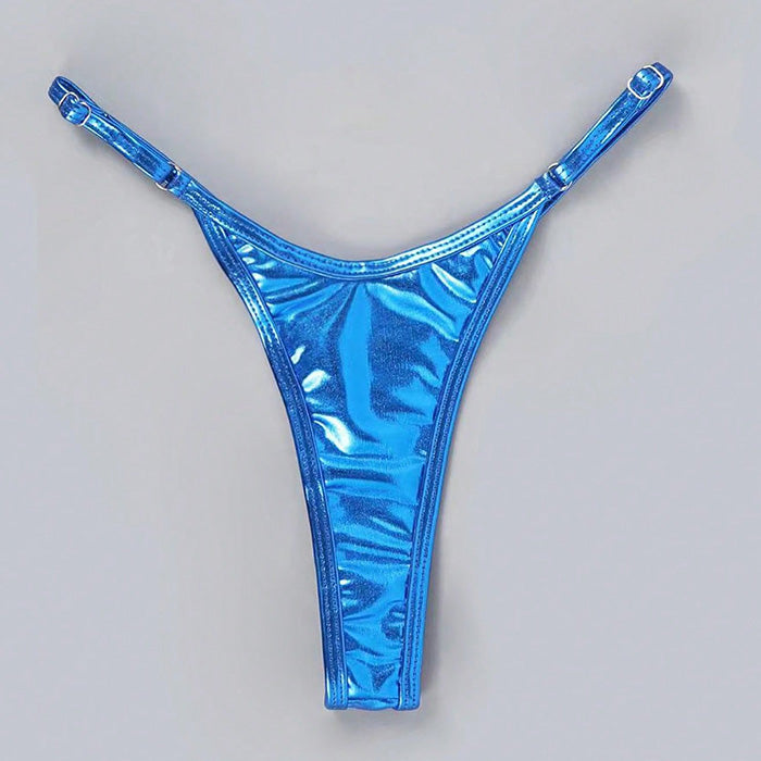 Ultimate Glam Metallic Faux Leather Brazilian Thong Bikini Bottom