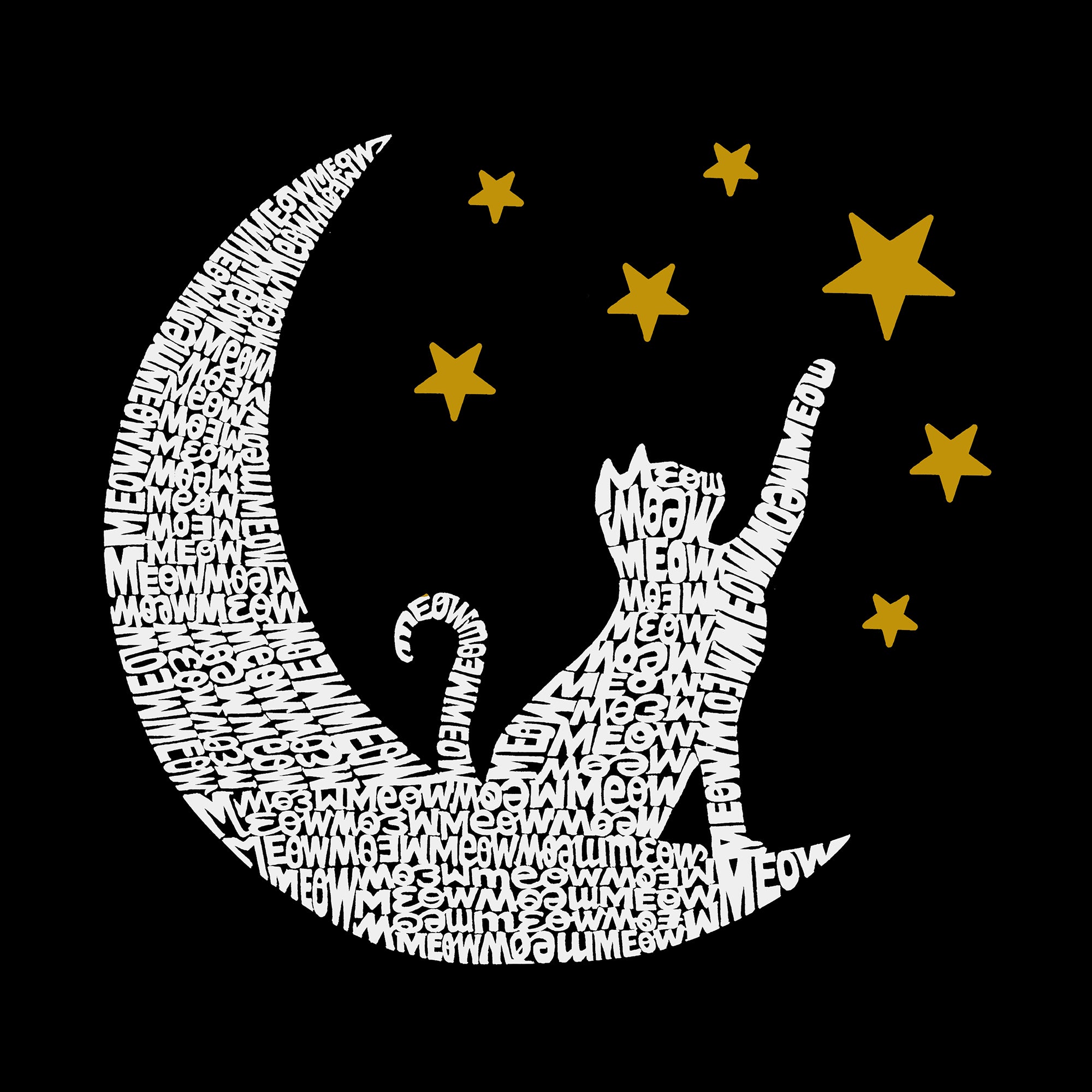 Premium Cat Moon - Women's Word Art T-Shirt | Unique & Stylish