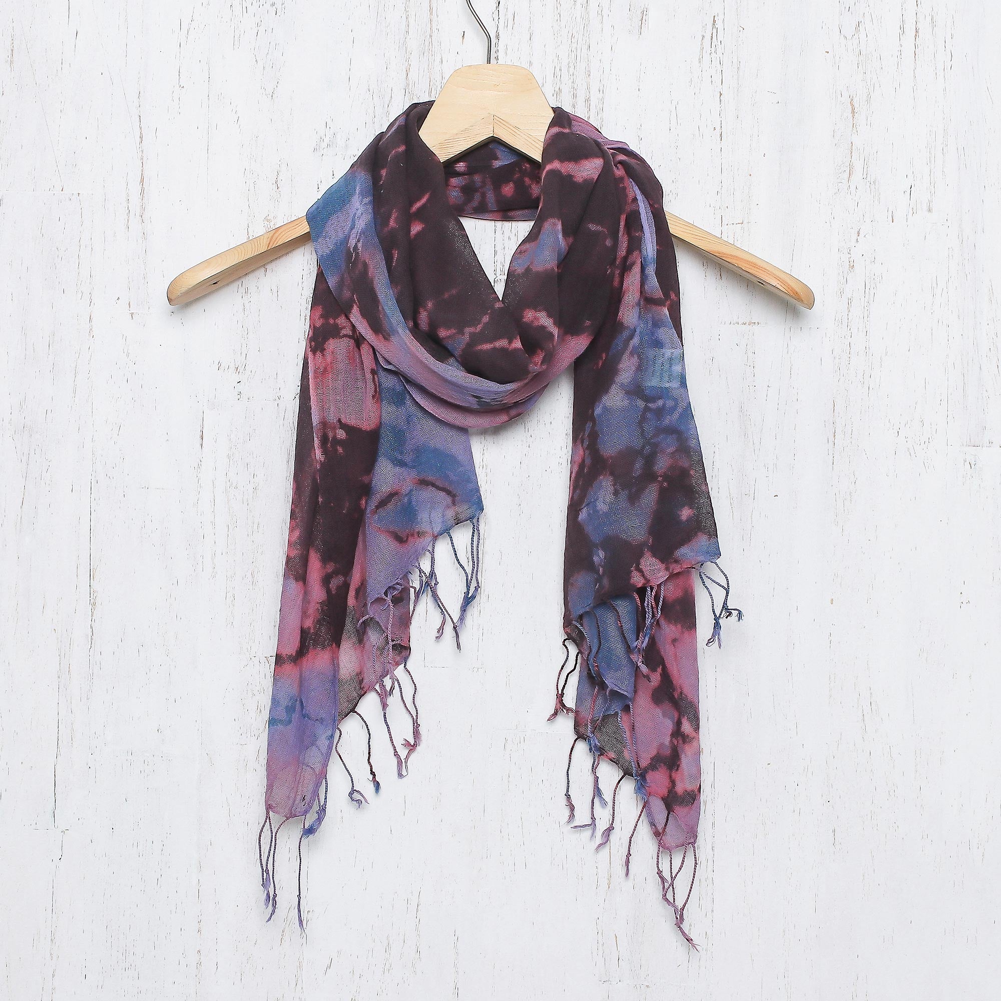 Premium Multicolored Tie-Dye Cotton Wrap Scarf - Handcrafted in Thailand