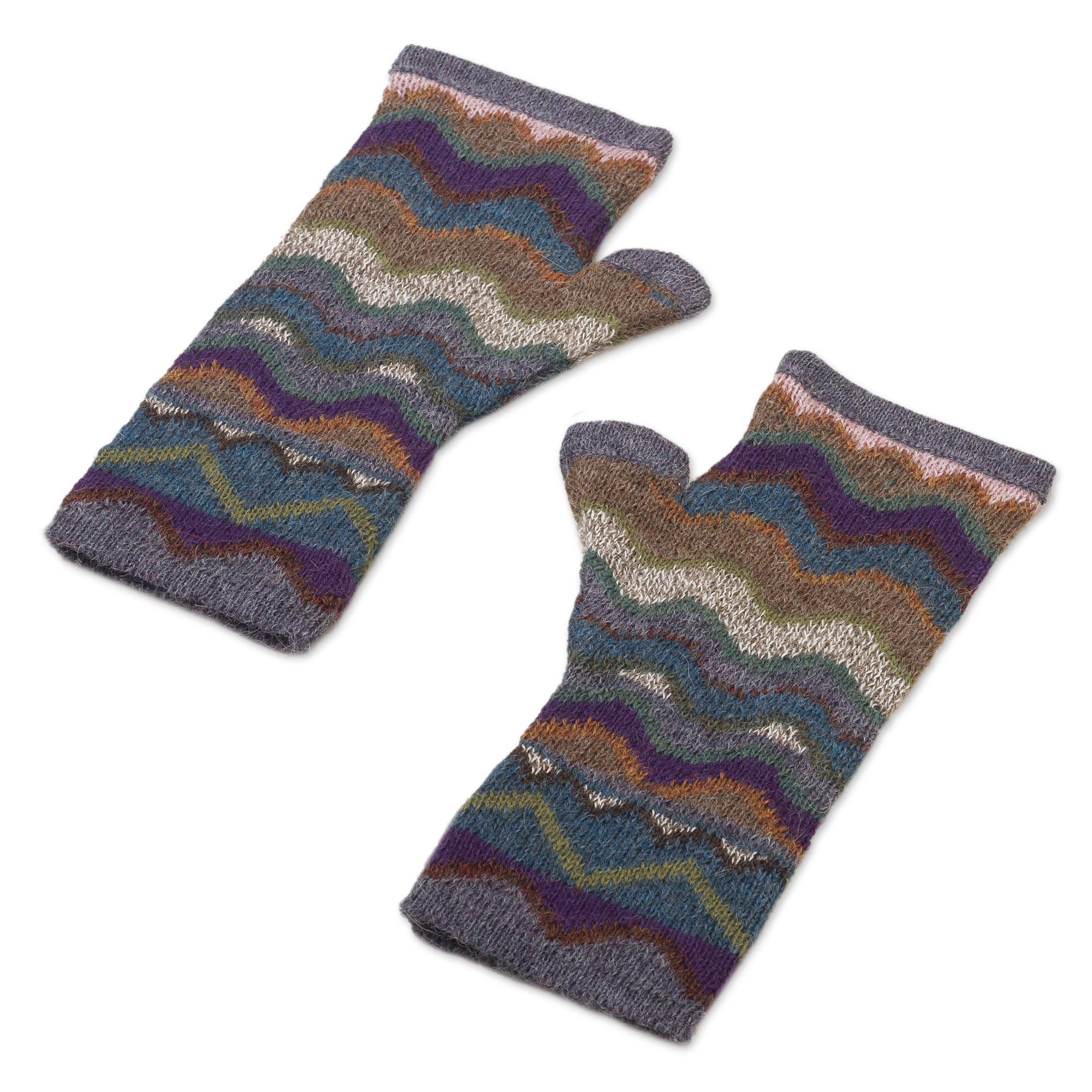 Premium Alpaca Wool Fingerless Mitts - Inspired by the Mountain of Seven Colors