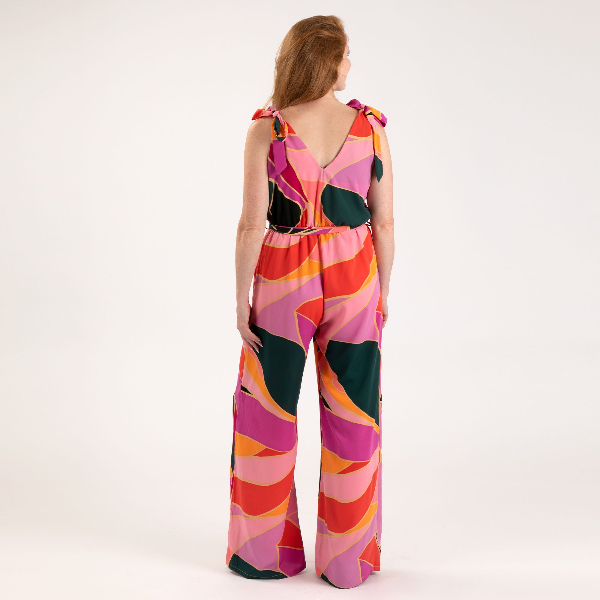 Premium Metamorphosis Tie-Shoulder Jumpsuit - Retro Style