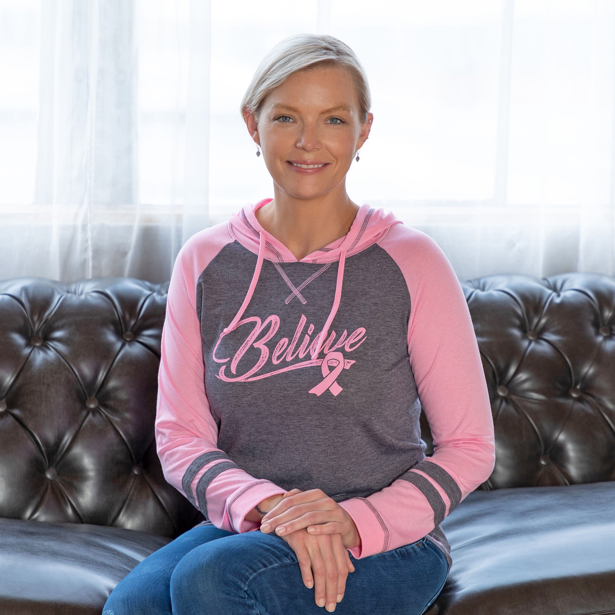 Premium Believe Pink Ribbon Hooded Tee - Symbol of Strength