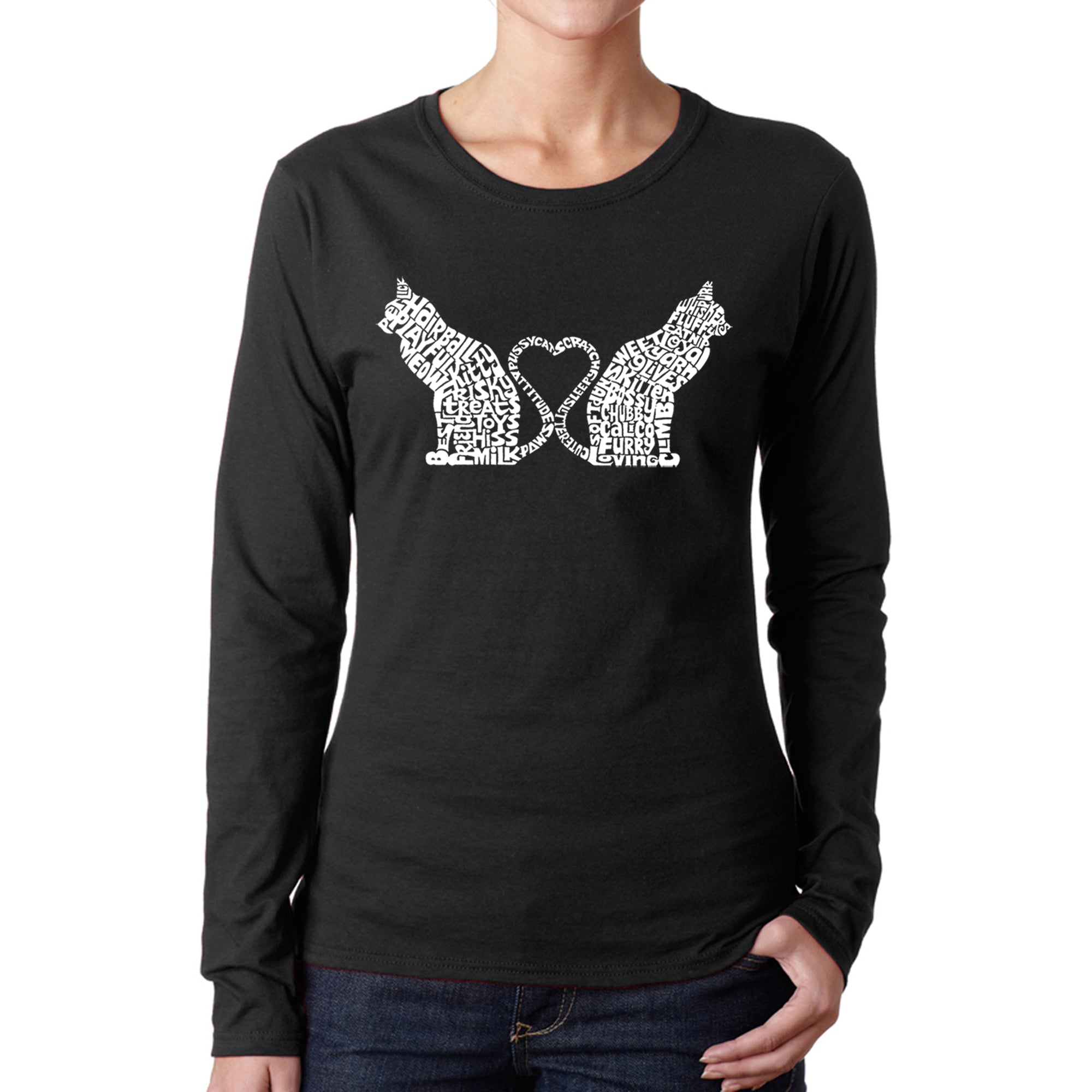 Premium Cat Lover's Word Art Long Sleeve T-Shirt - Celebrate Your Furry Friend