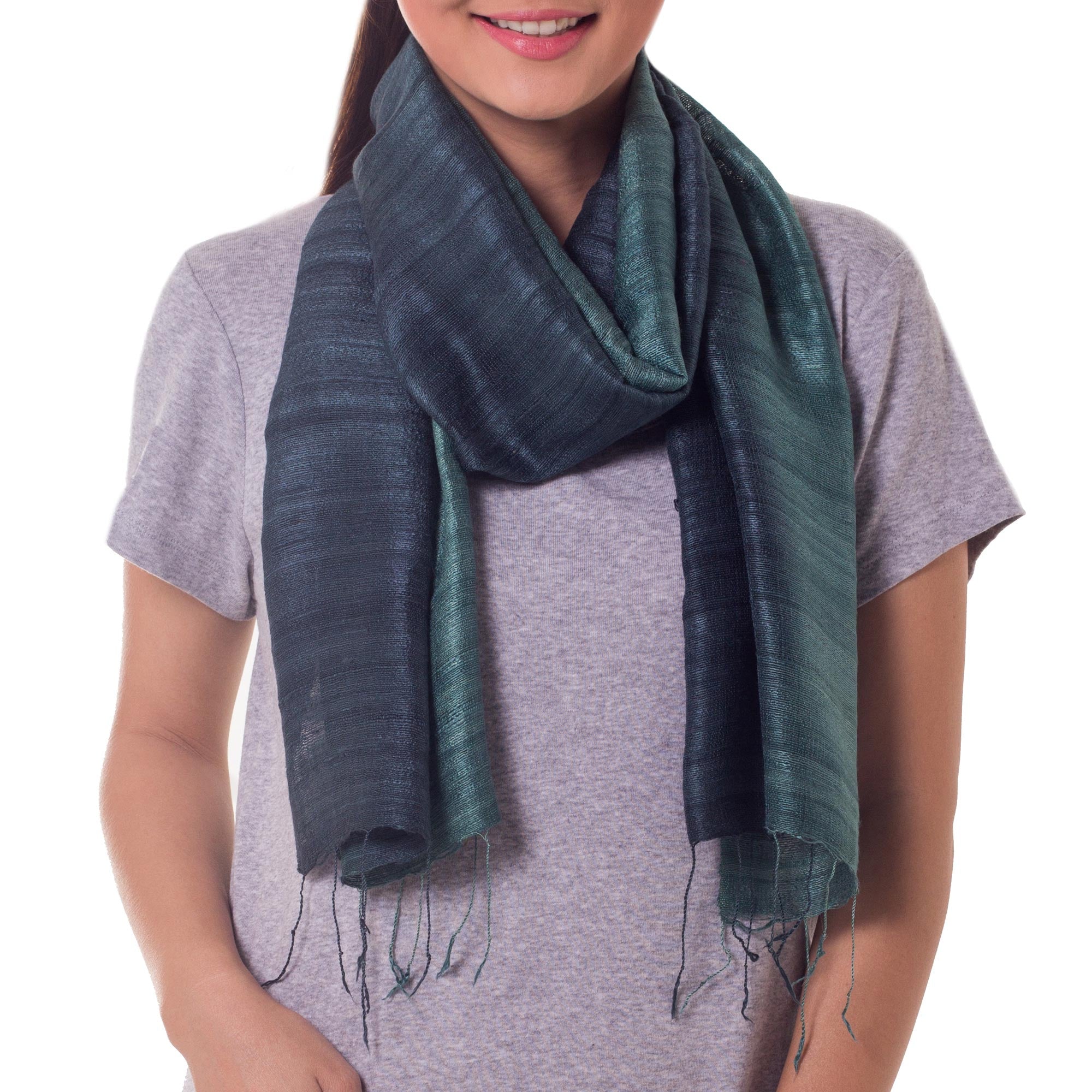 Premium Bold Teal Silk Scarf - Ultimate Elegance