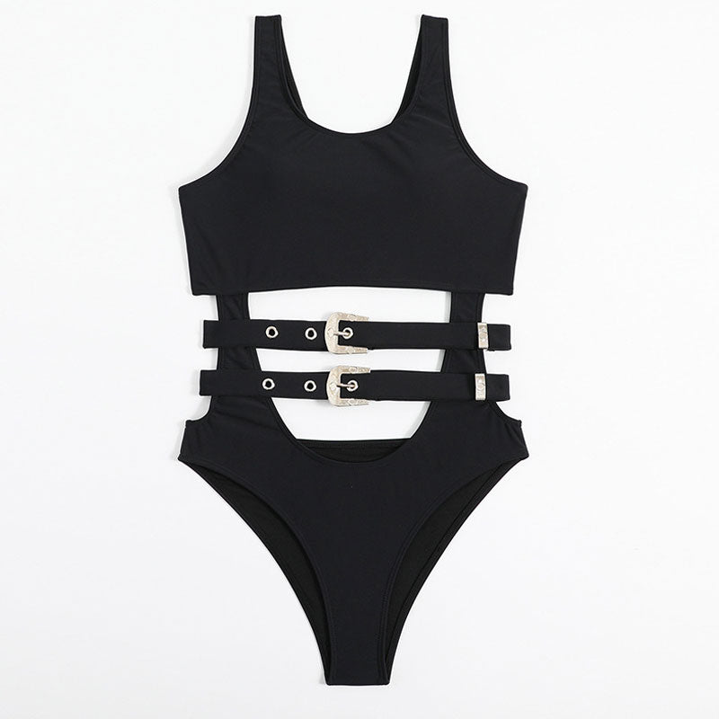 Ultimate High-Leg Cheeky Metallic Belt Cutout One-Piece Swimsuit